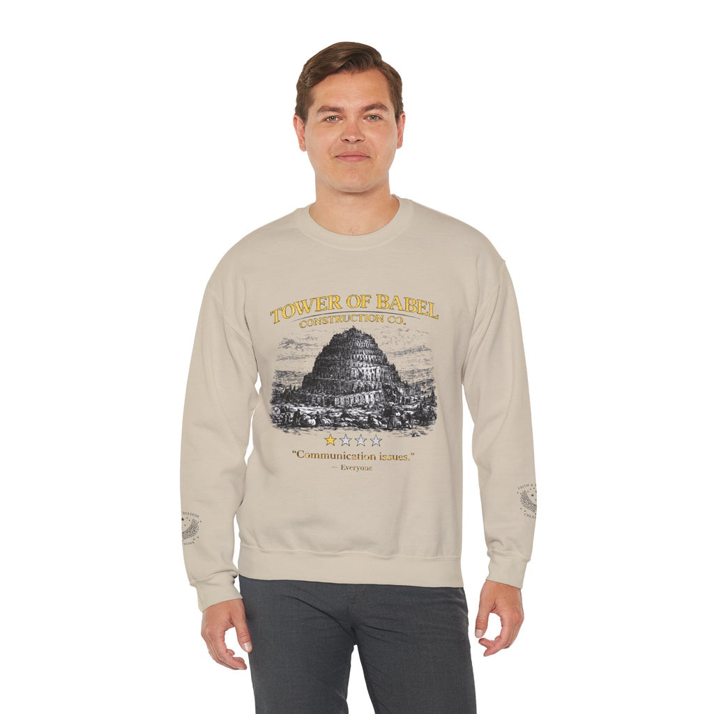Tower of Babel – Crewneck Sweatshirt | “Review” Vintage Graphic – Five-Star Faith Series