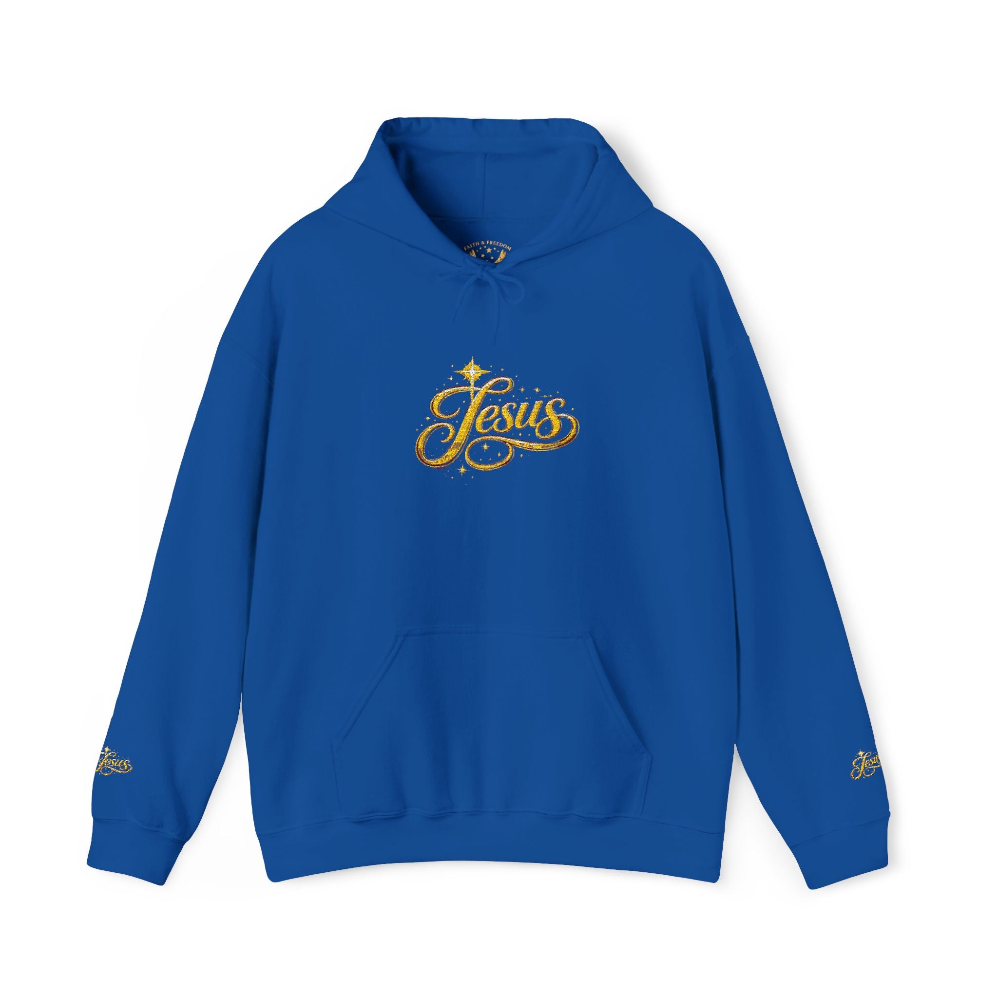 Jesus Gold Script Hoodie – Sparkle Christian Faith Pullover | Inspirational Hoodie