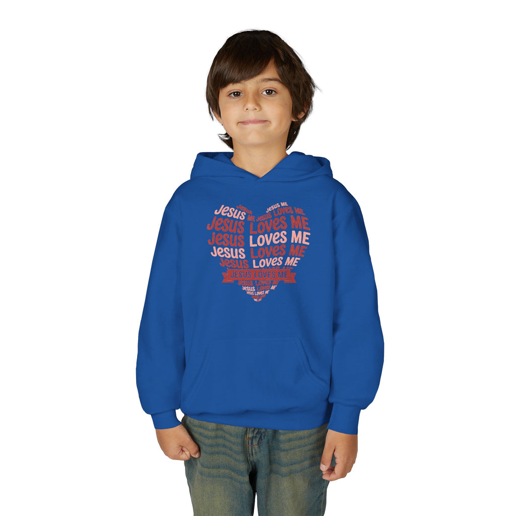 Jesus Loves Me Youth Hoodie – Heart Word Cloud Christian Kids Sweatshirt | Faith Inspired Kids Apparel