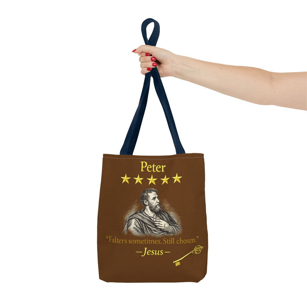 Peter – Tote Bag | “Falters Sometimes. Still Chosen.” Faith Graphic – Five-Star Faith Series
