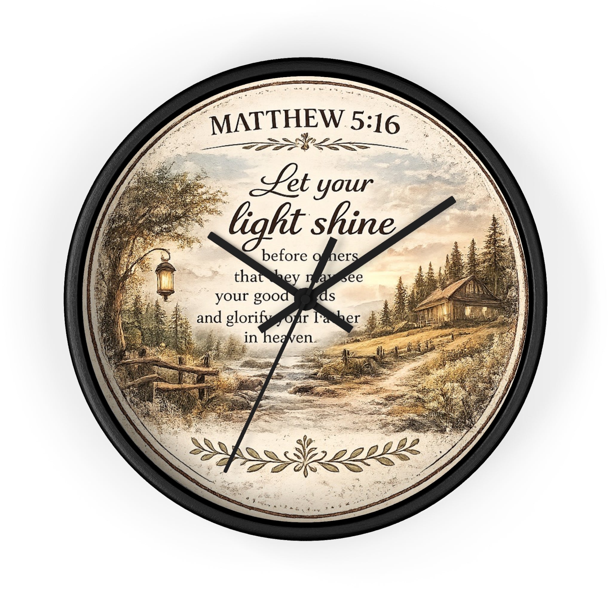 Matthew 5:16 Wall Clock | Let Your Light Shine Christian Clock | Inspirational Faith Home Decor