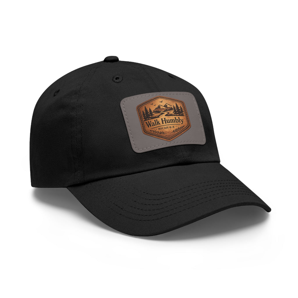 Walk Humbly Leather Patch Dad Hat | Micah 6:8 Christian Outdoor Cap | Faith Freedom Creations