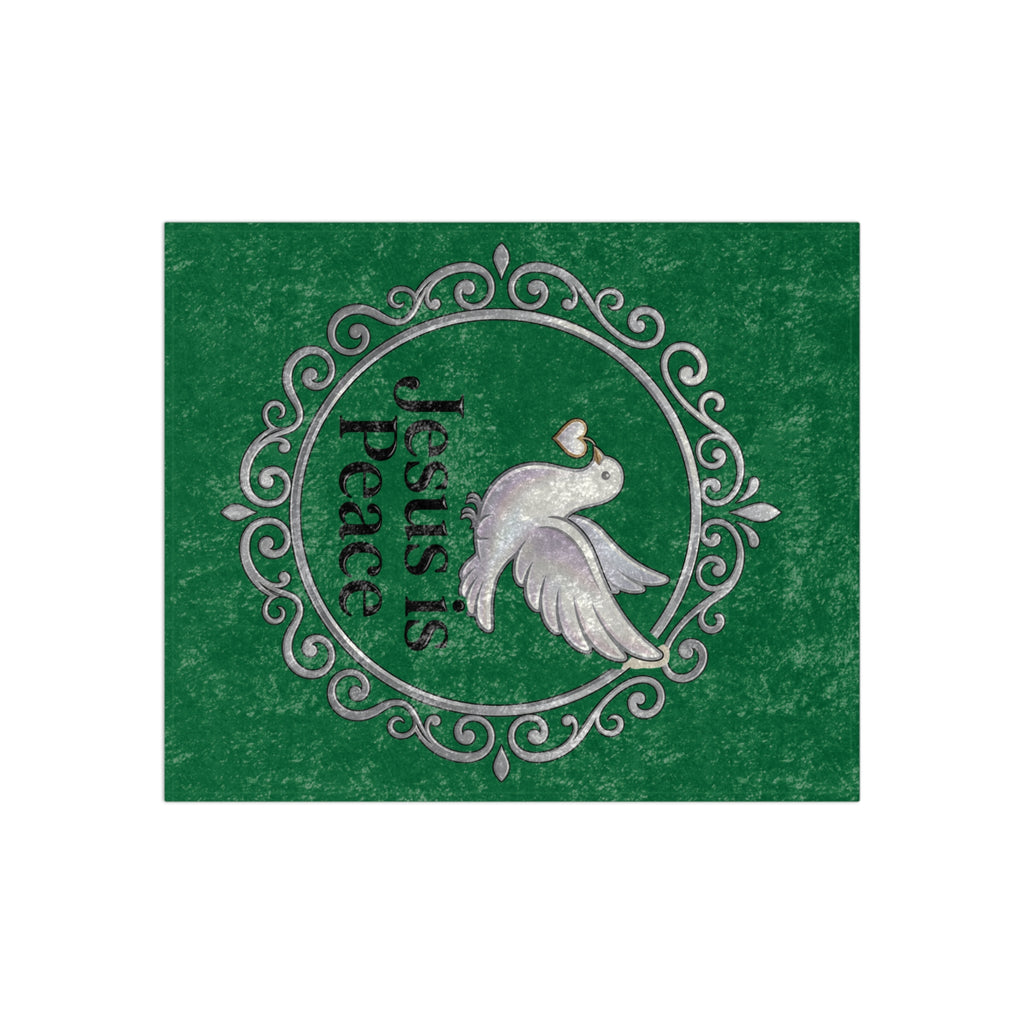 Crushed Velvet Blanket — 'Jesus Is Peace' Dove Throw (Christmas & Inspirational Gift)