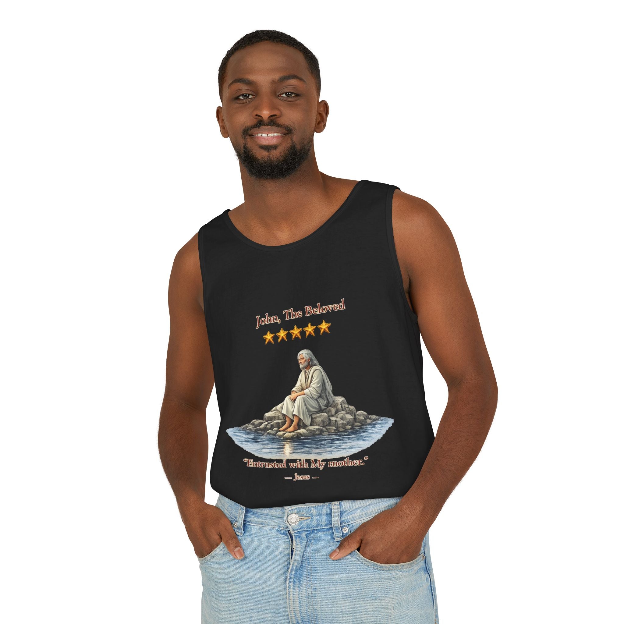 "John, the Beloved Review" Tank Top — "Entrusted with My Mother" Christian Faith Graphic Tank-⭐ Five-Star Faith Series⭐