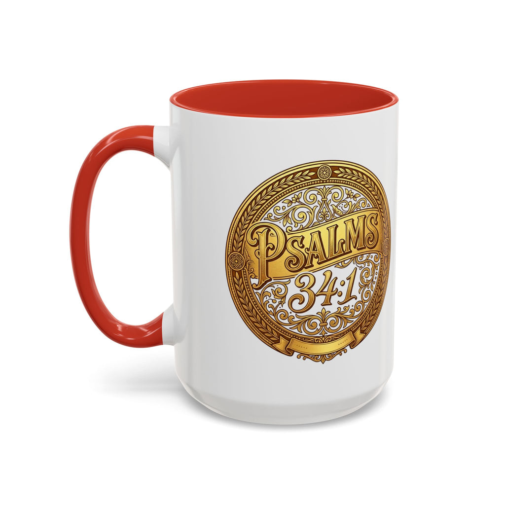 Psalm 34:1 Coffee Mug | Christian Scripture Accent Mug | Inspirational Faith Gift