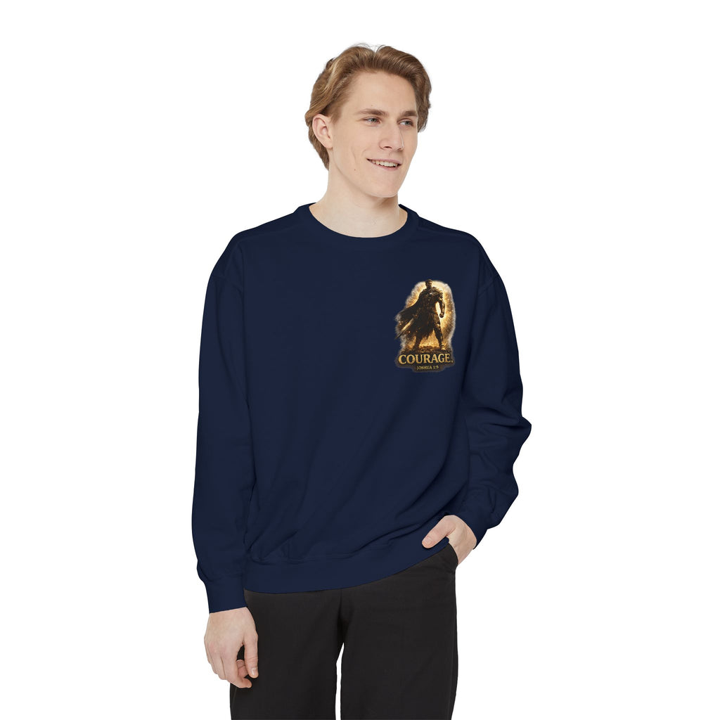 Joshua Courage Sweatshirt | Be Strong and Courageous Christian Crewneck | Inspirational Faith Apparel