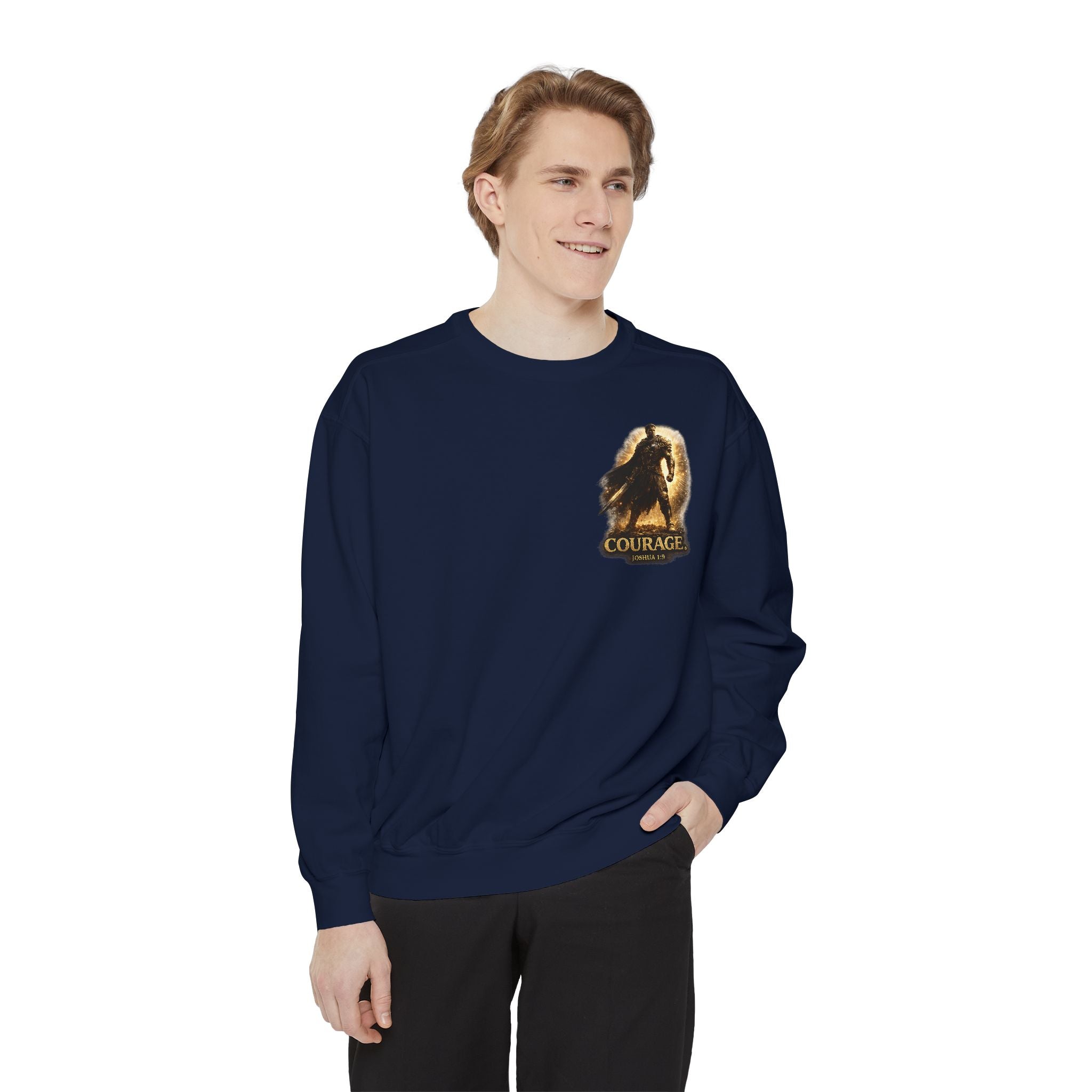 Joshua Courage Sweatshirt | Be Strong and Courageous Christian Crewneck | Inspirational Faith Apparel