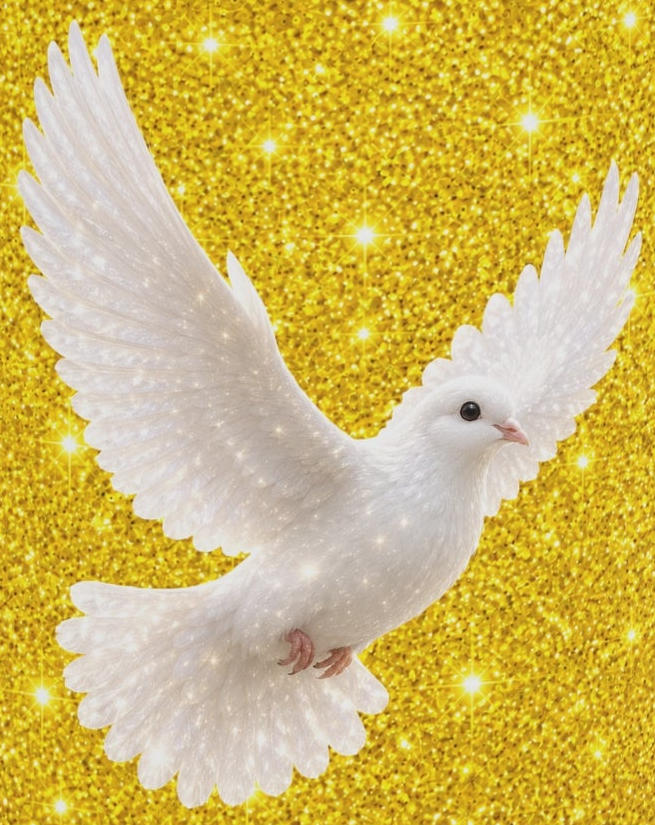 Peace Dove Heart Mug | Gold Glitter Ceramic Coffee Mug | White Dove Christian Gift