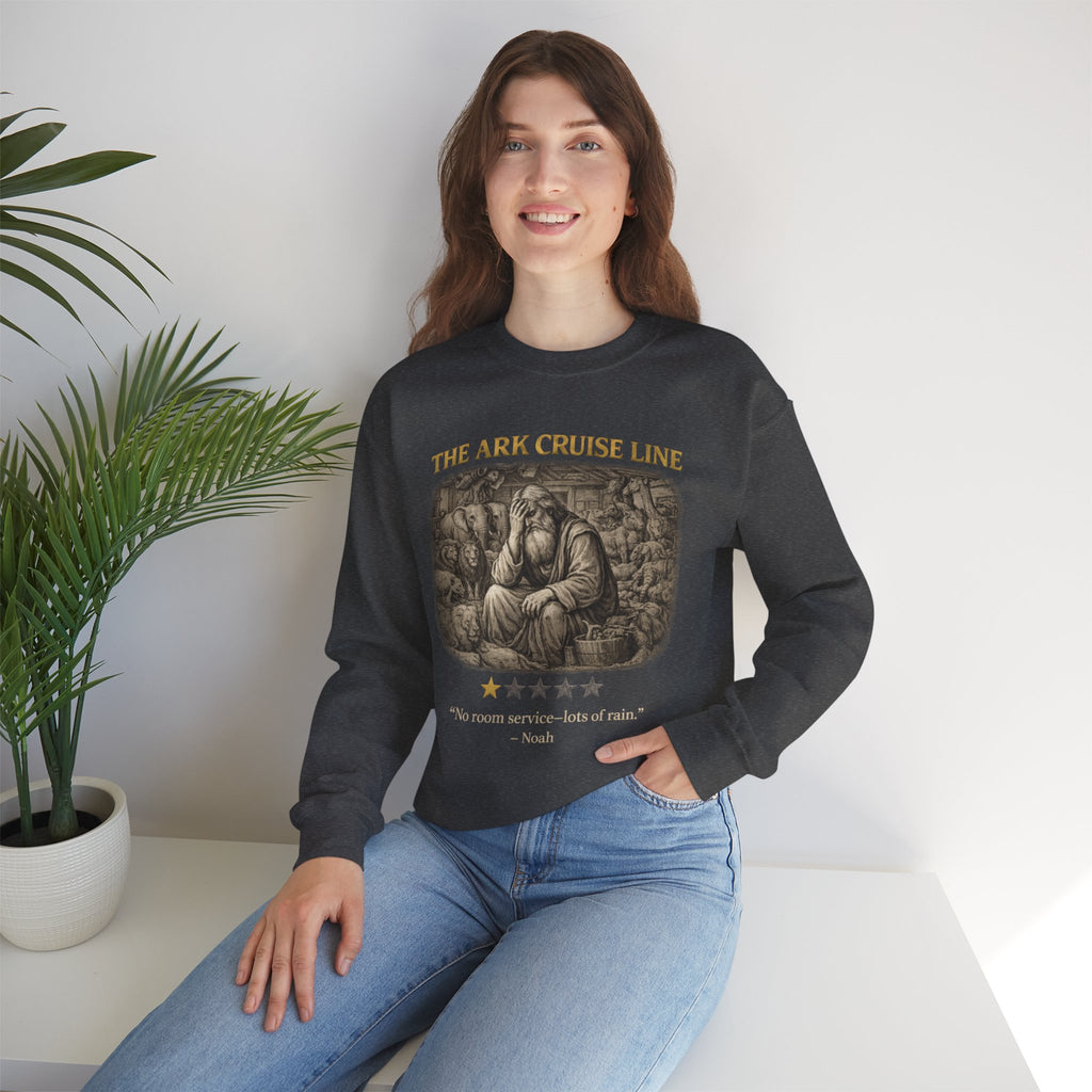 Noah – Crewneck Sweatshirt | “Ark Cruise Liner” Vintage Illustration – Five-Star Faith Series
