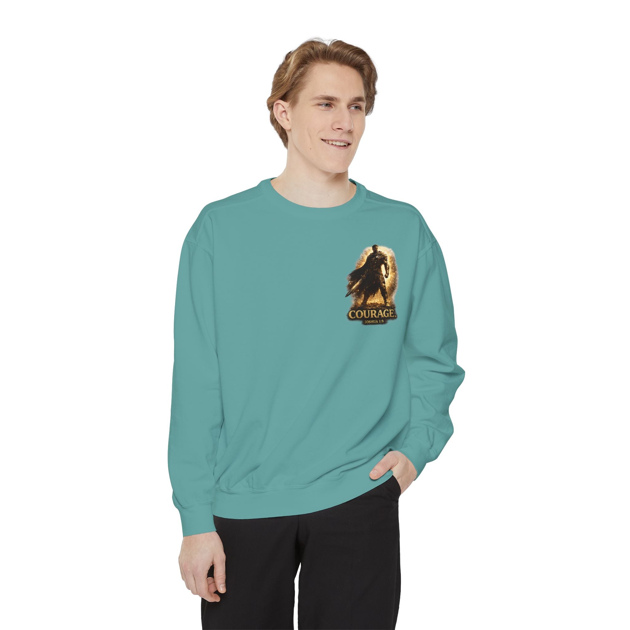 Joshua Courage Sweatshirt | Be Strong and Courageous Christian Crewneck | Inspirational Faith Apparel