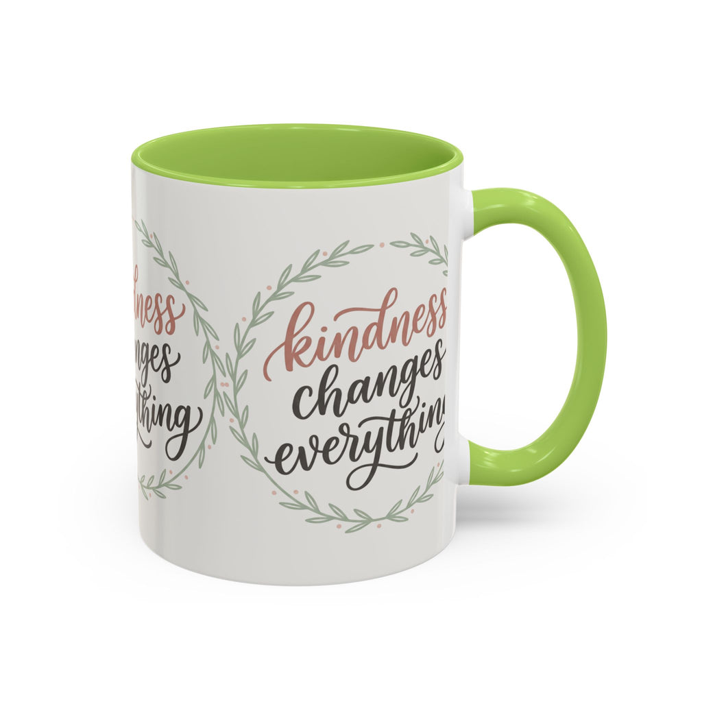 Kindness Changes Everything Accent Coffee Mug | Inspirational Ceramic Mug | Faith Freedom Creations