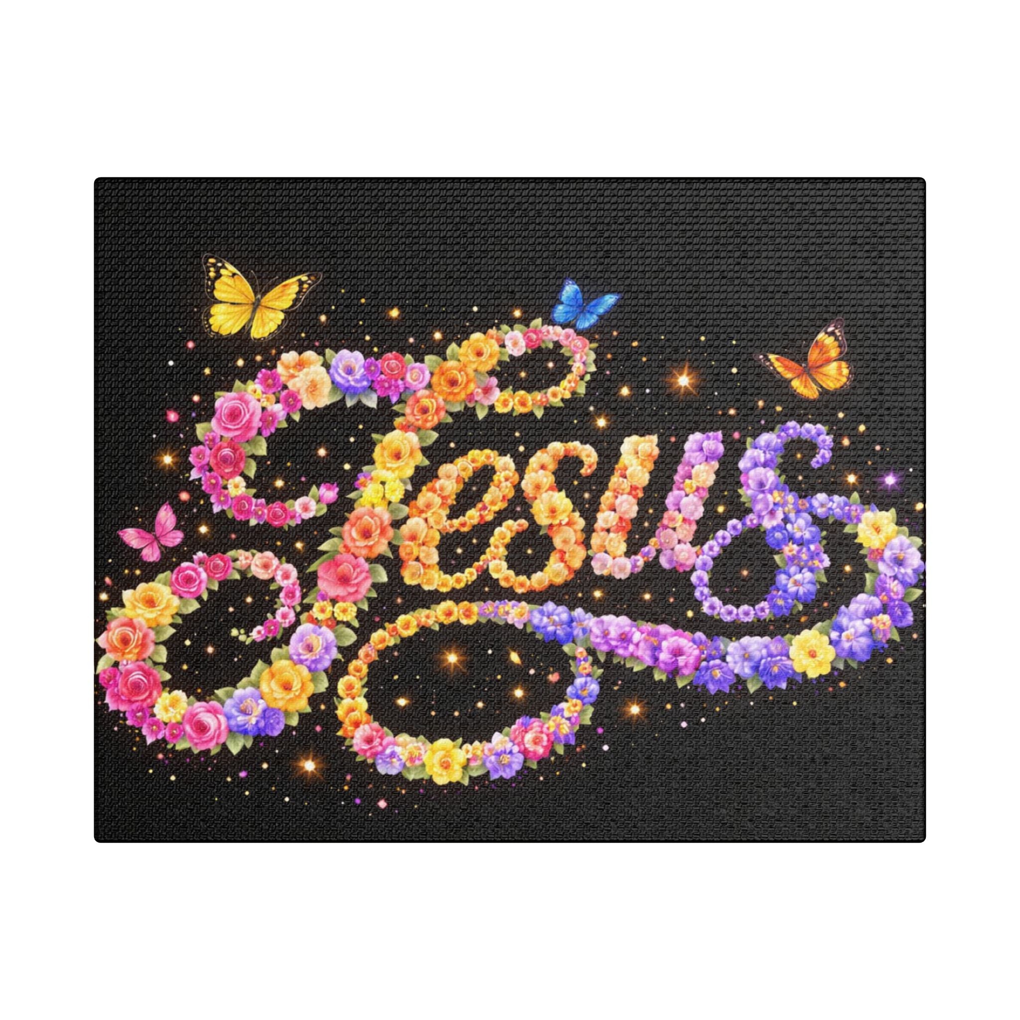 Jesus Floral Satin Canvas Wall Art – Butterfly Christian Canvas | Inspirational Faith Home Decor