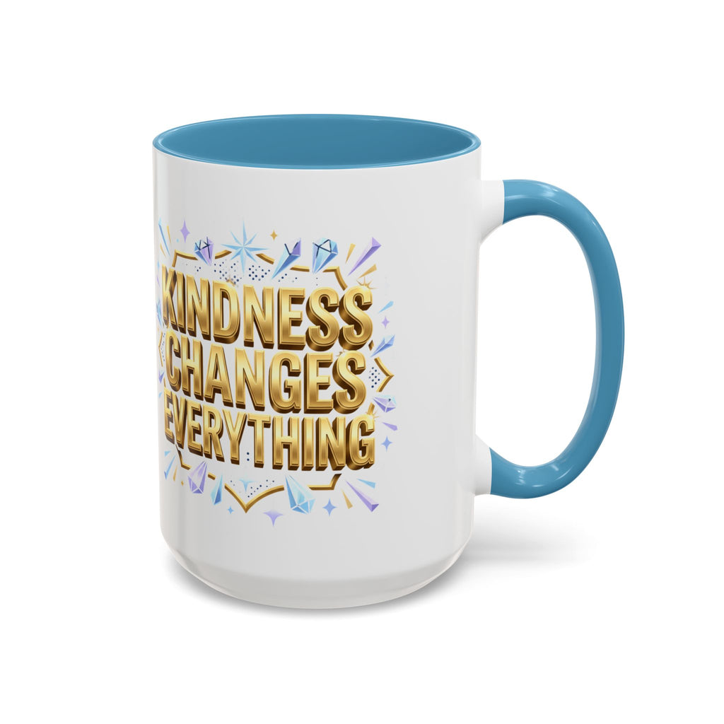 Gold-Kindness Changes Everything Coffee Mug | Inspirational Gold Script Mug | Faith Freedom Creations