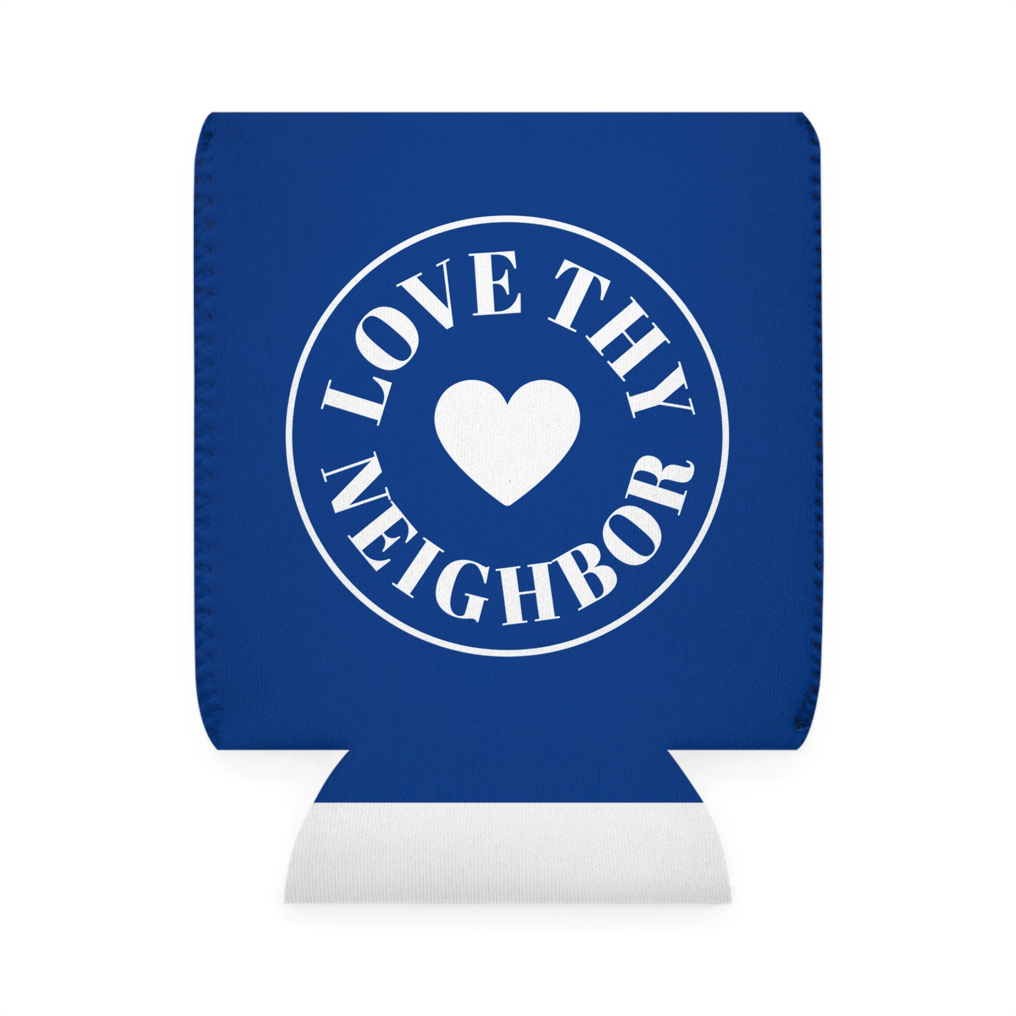 Can Cooler — "Love Thy Neighbor" Heart Logo Koozie (Blue)