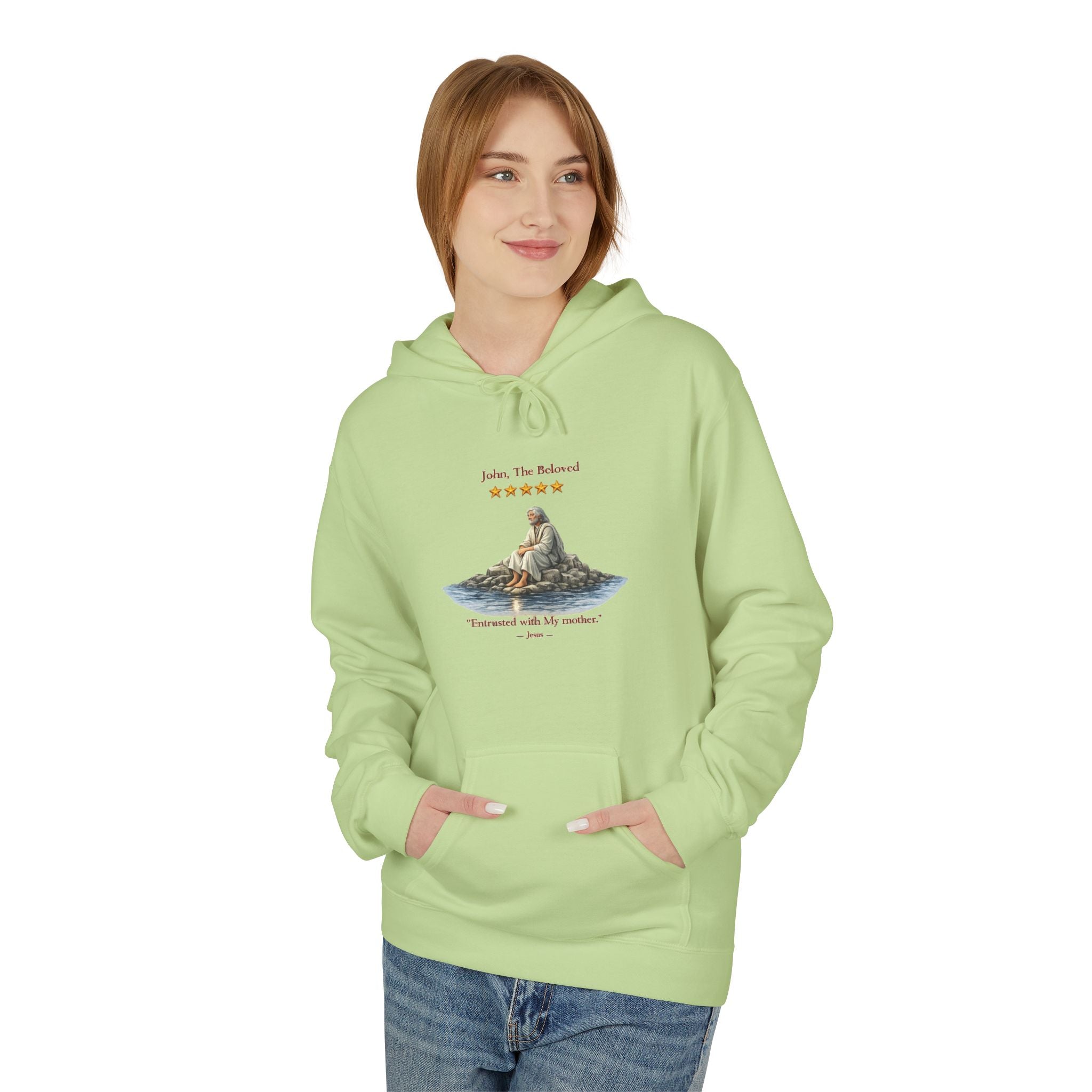 "John, the Beloved' review, by Jesus"-Unisex Midweight Softstyle Fleece Hoodie