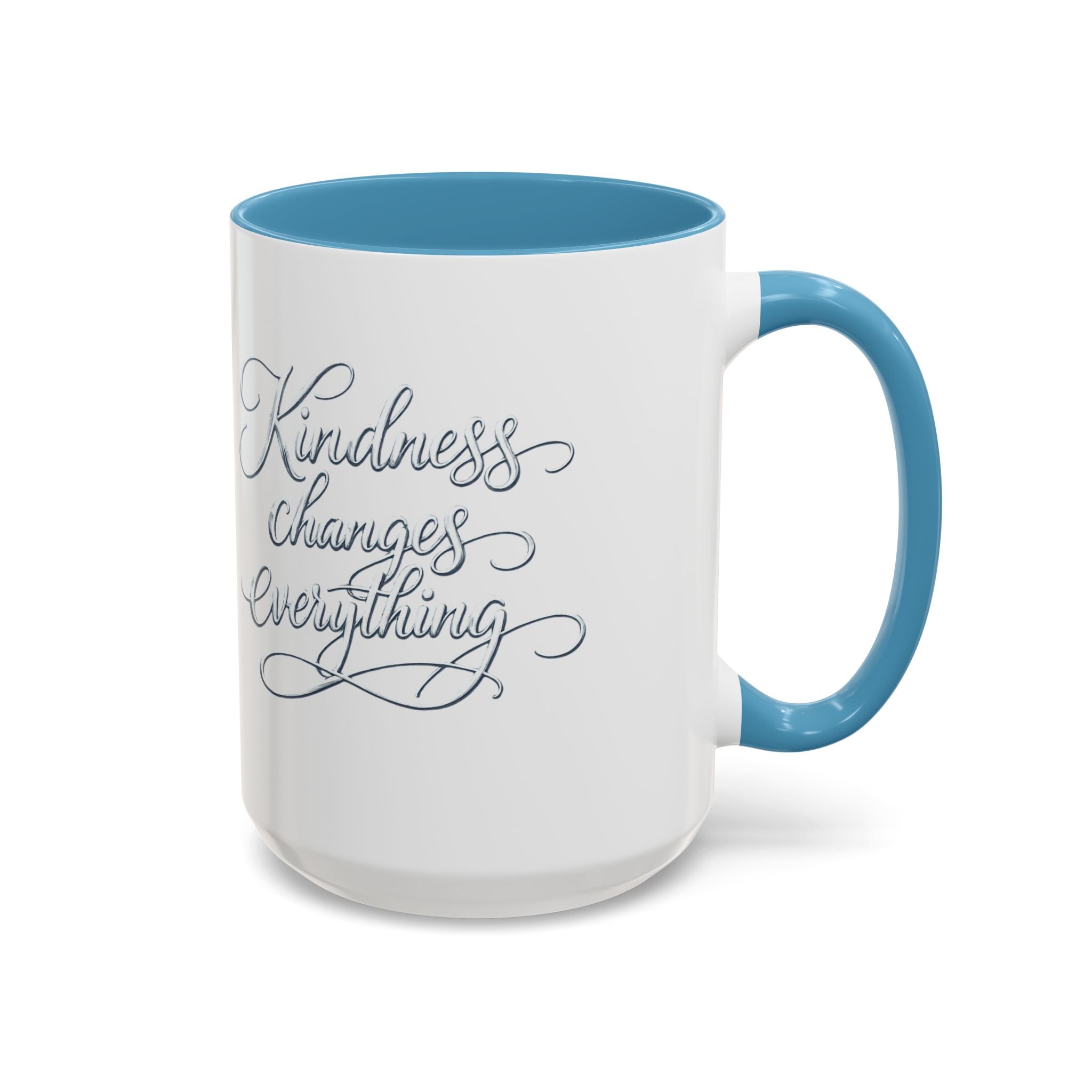 Silver-Kindness Changes Everything Accent Coffee Mug | Inspirational Ceramic Mug | Faith Freedom Creations