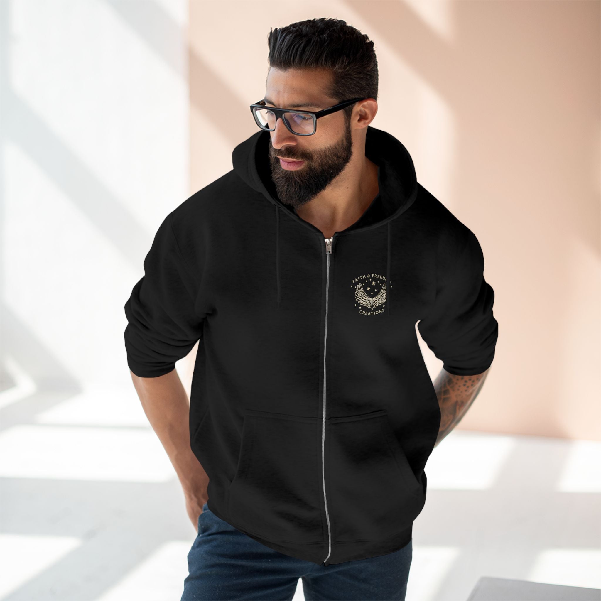Vintage Lion Statue Zip Hoodie — "SURPRISING DANIEL LION DEN REVIEW" Graphic