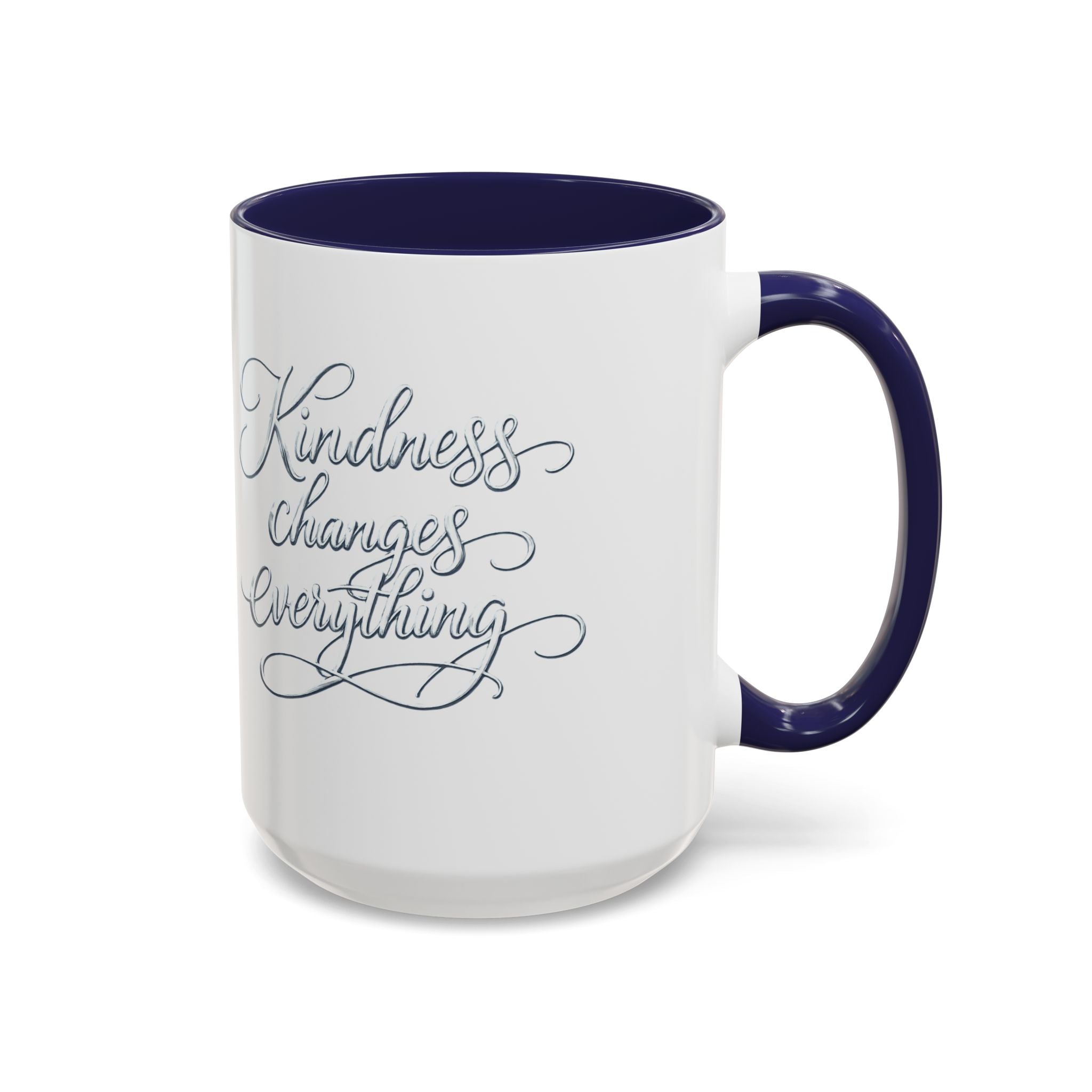 Silver-Kindness Changes Everything Accent Coffee Mug | Inspirational Ceramic Mug | Faith Freedom Creations