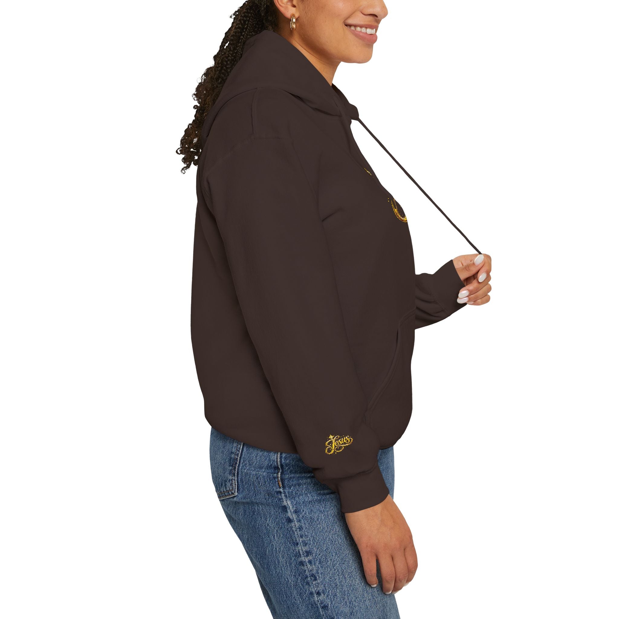 Jesus Gold Script Hoodie – Sparkle Christian Faith Pullover | Inspirational Hoodie