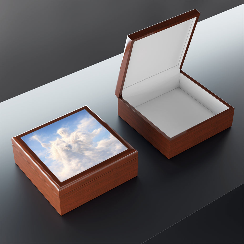 King of Kings - White Horse Jewelry Box with Heavenly Clouds