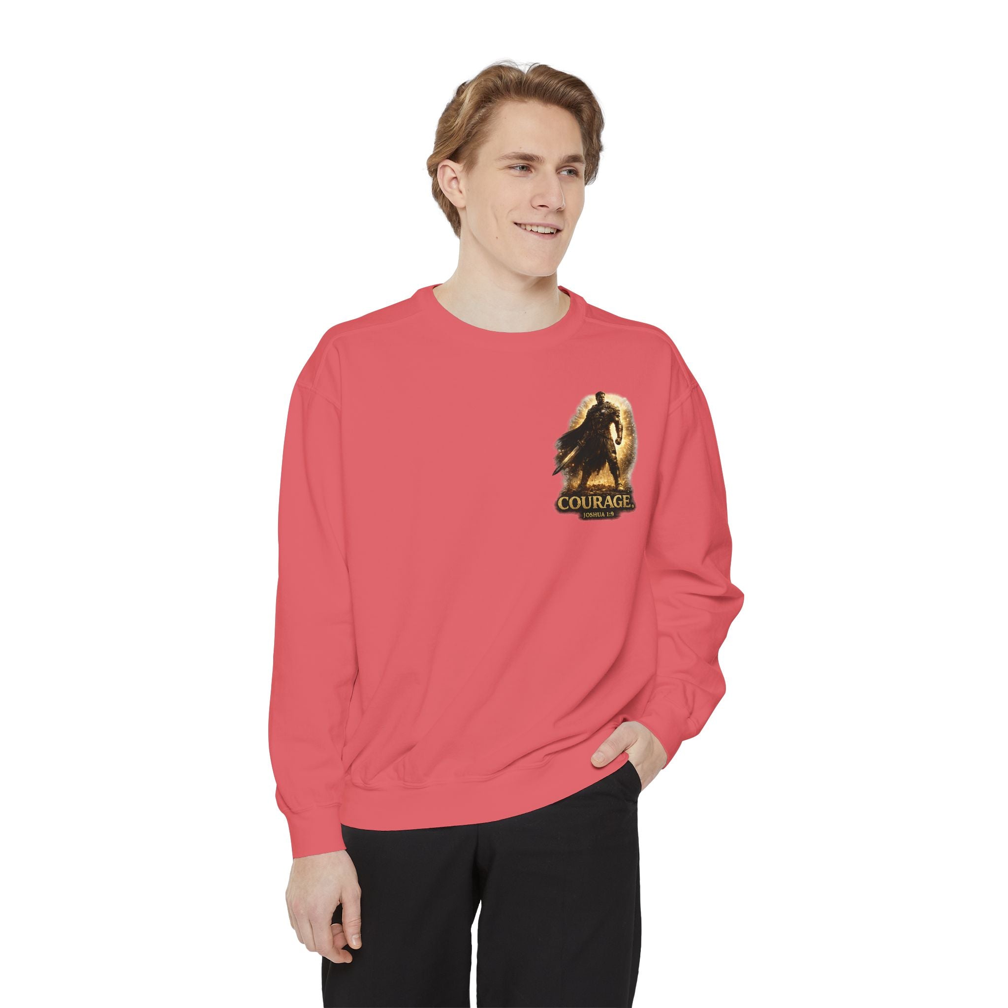 Joshua Courage Sweatshirt | Be Strong and Courageous Christian Crewneck | Inspirational Faith Apparel