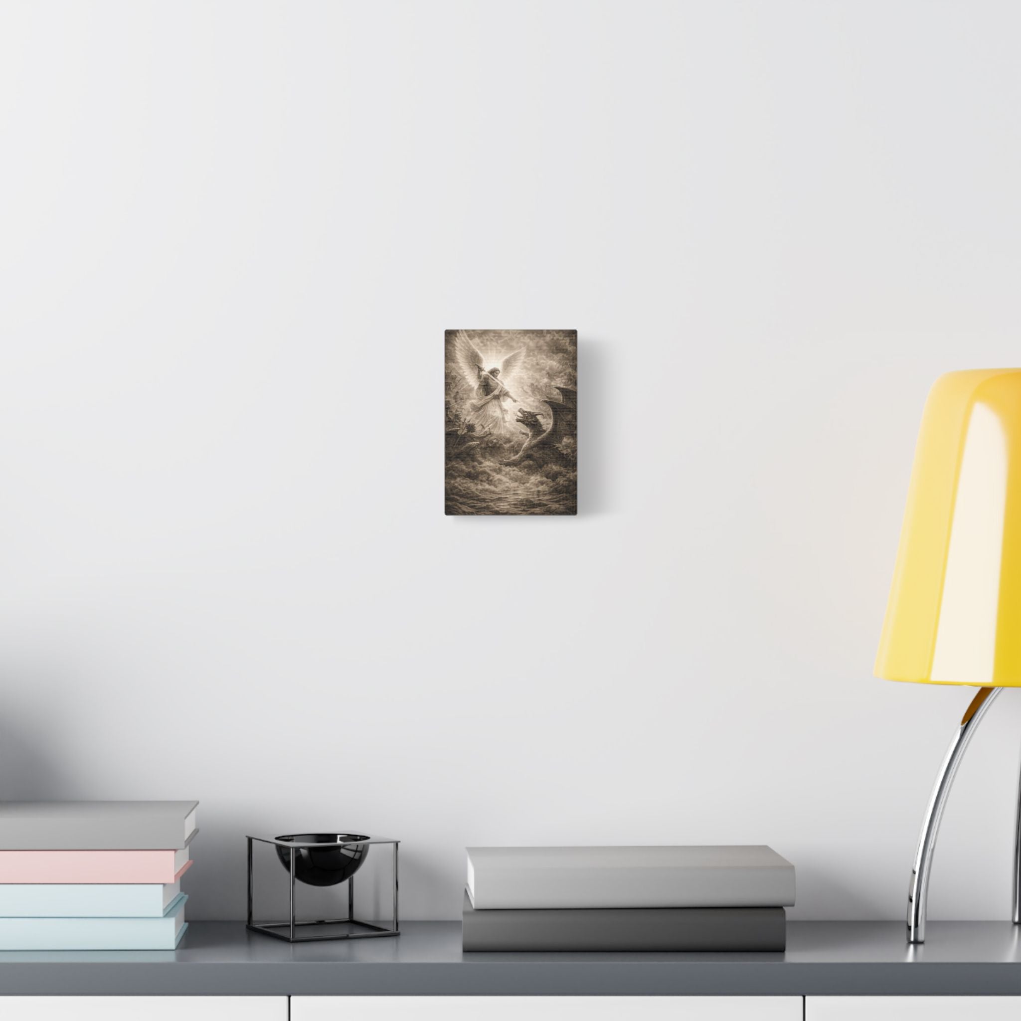 Michael the Archangel vs Dragon Canvas – Biblical Spiritual Warfare Wall Art