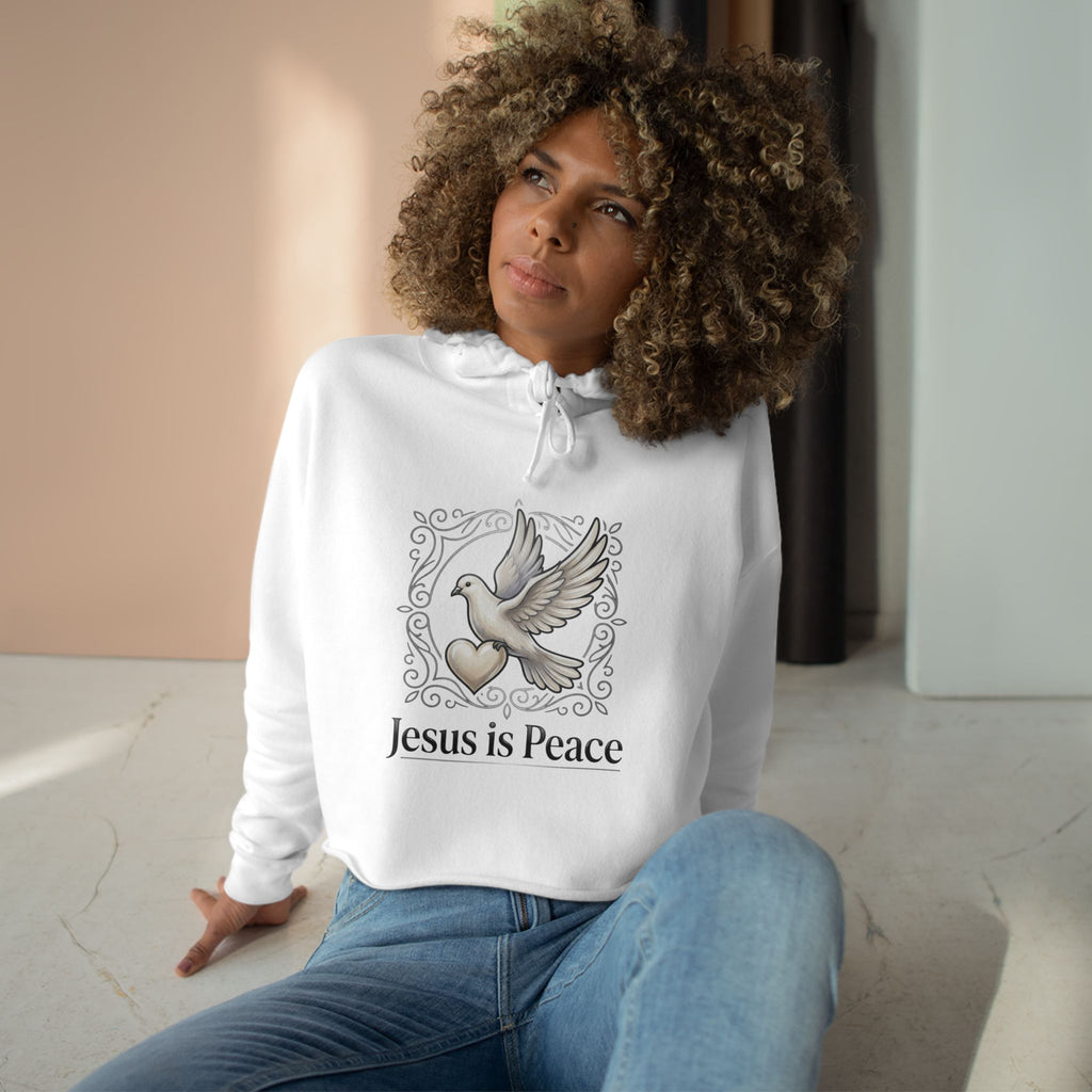 Jesus Is Peace Cropped Hoodie — Dove Faith Graphic