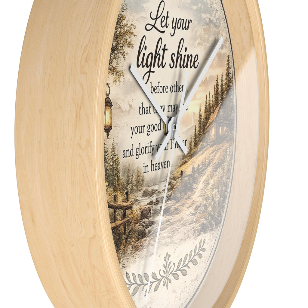 Matthew 5:16 Wall Clock | Let Your Light Shine Christian Clock | Inspirational Faith Home Decor