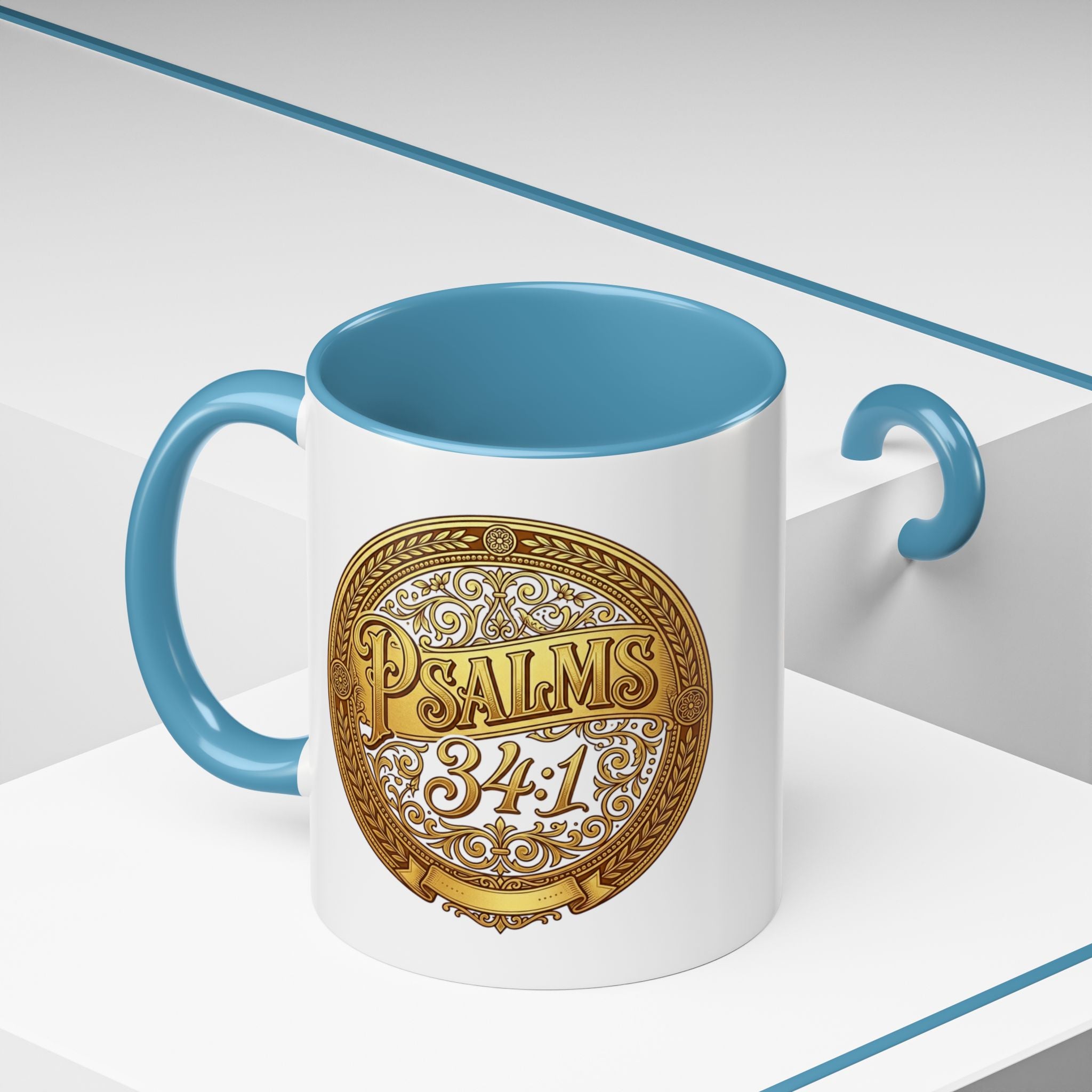 Psalm 34:1 Coffee Mug | Christian Scripture Accent Mug | Inspirational Faith Gift