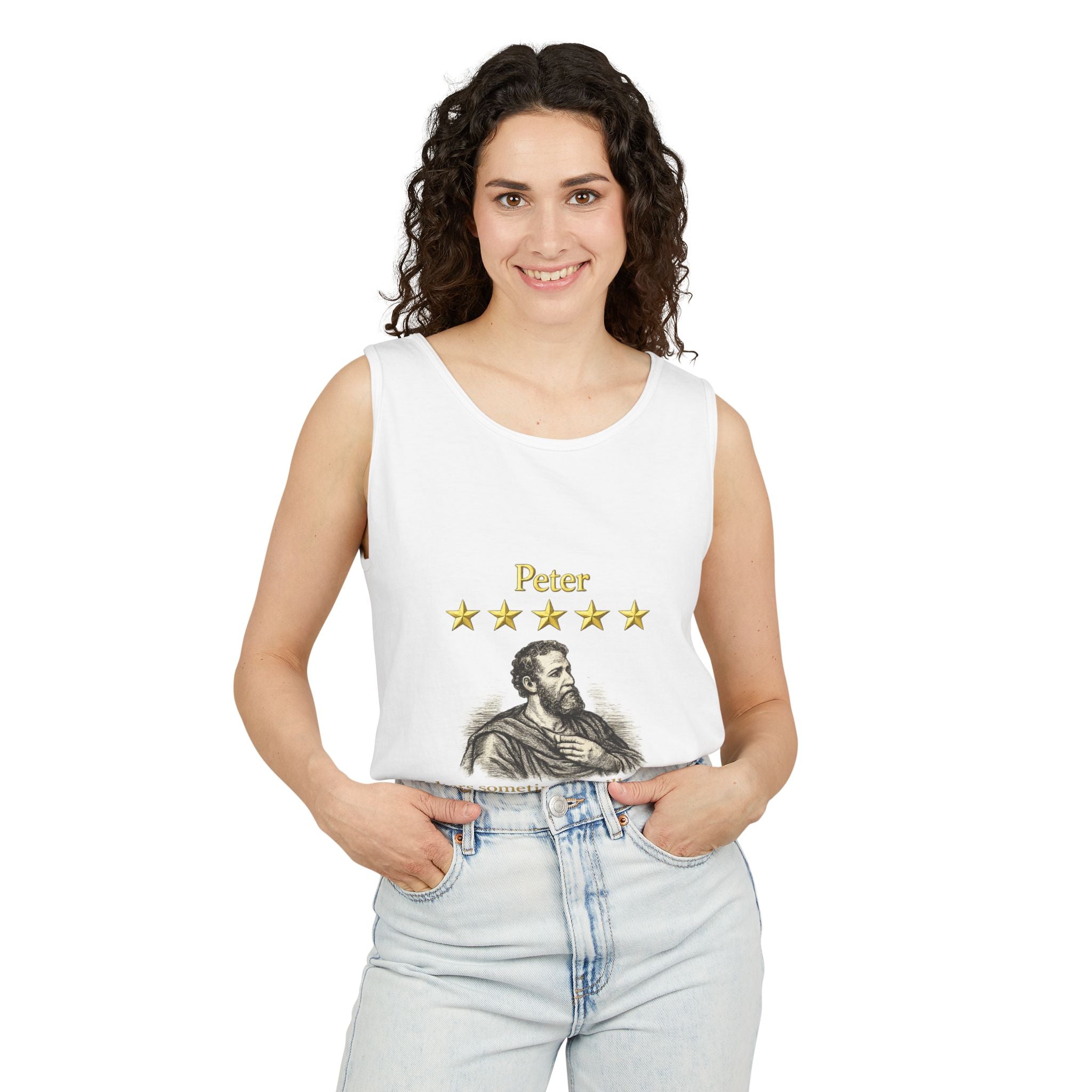 Peter Christian Tank Top — "Falters Sometimes. Still Chosen." Jesus Review-⭐ Five-Star Faith Series⭐