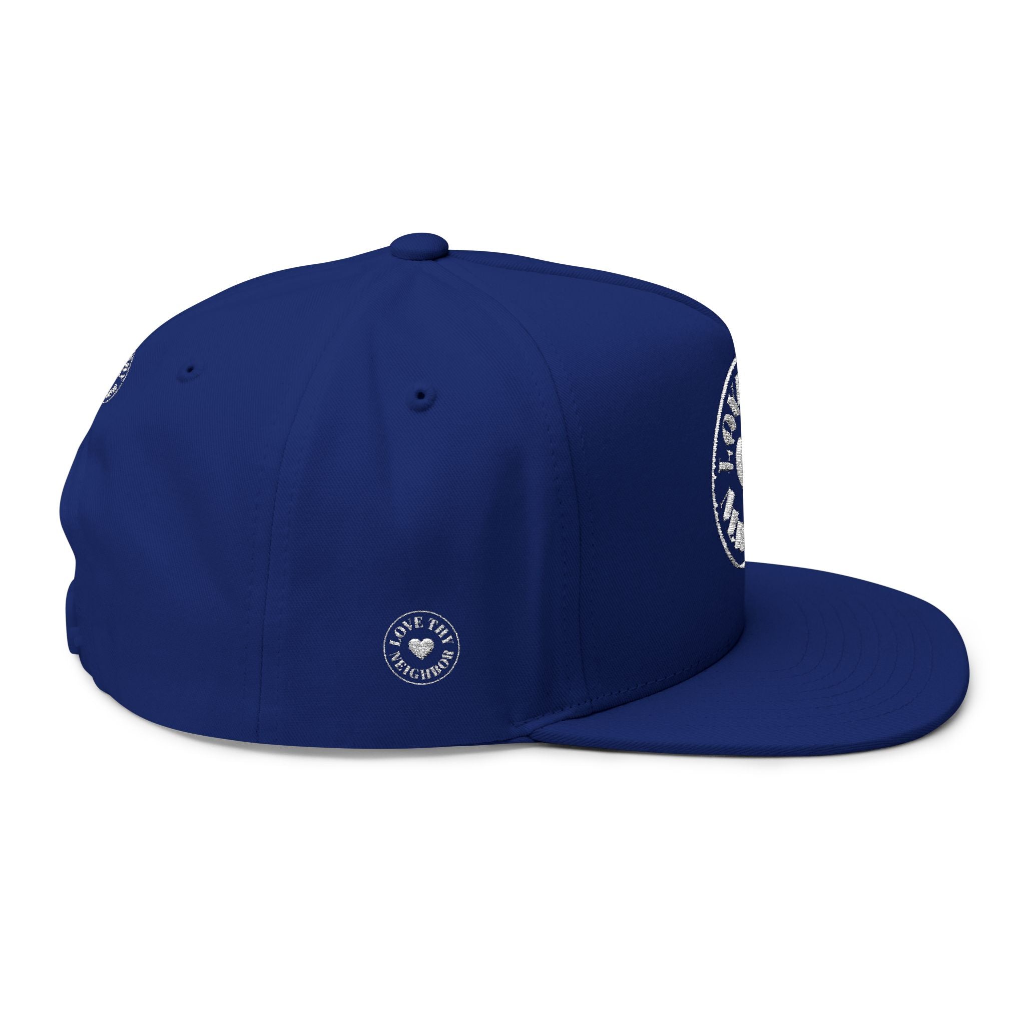 Flat Bill Cap — 'Love Thy Neighbor' Embroidered Snapback Hat