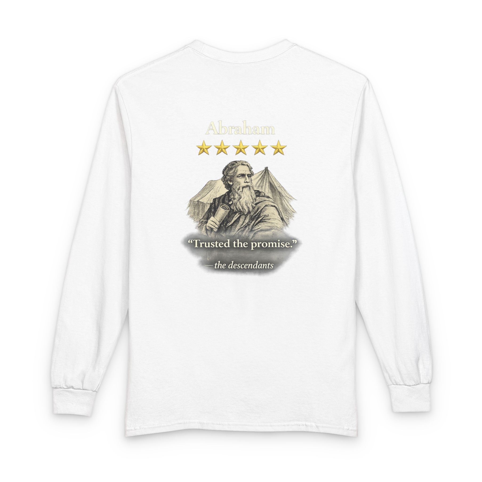 Abraham – Long Sleeve Tee | “Trusted the Promise” Faith Graphic – Five-Star Faith Series
