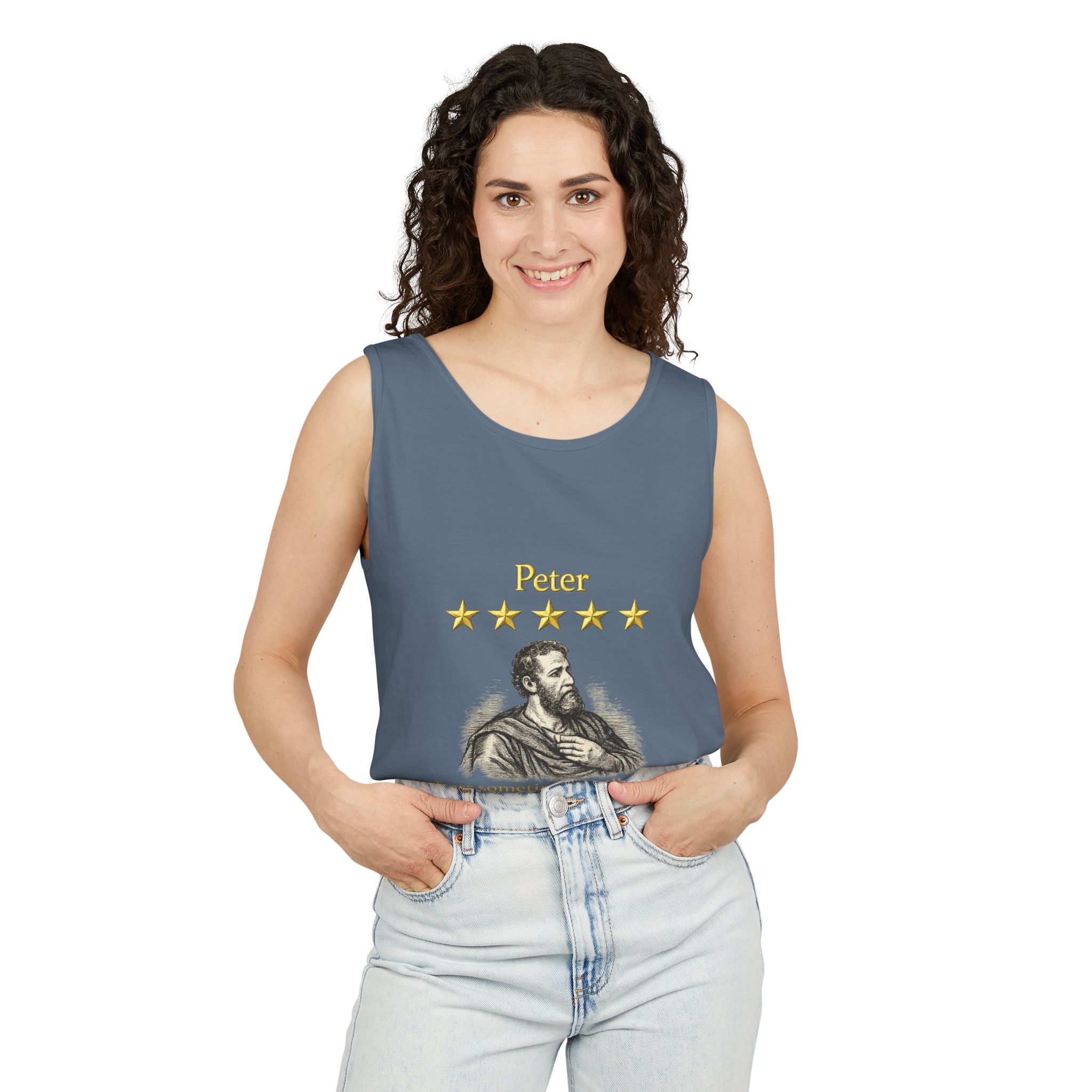 Peter Christian Tank Top — "Falters Sometimes. Still Chosen." Jesus Review-⭐ Five-Star Faith Series⭐