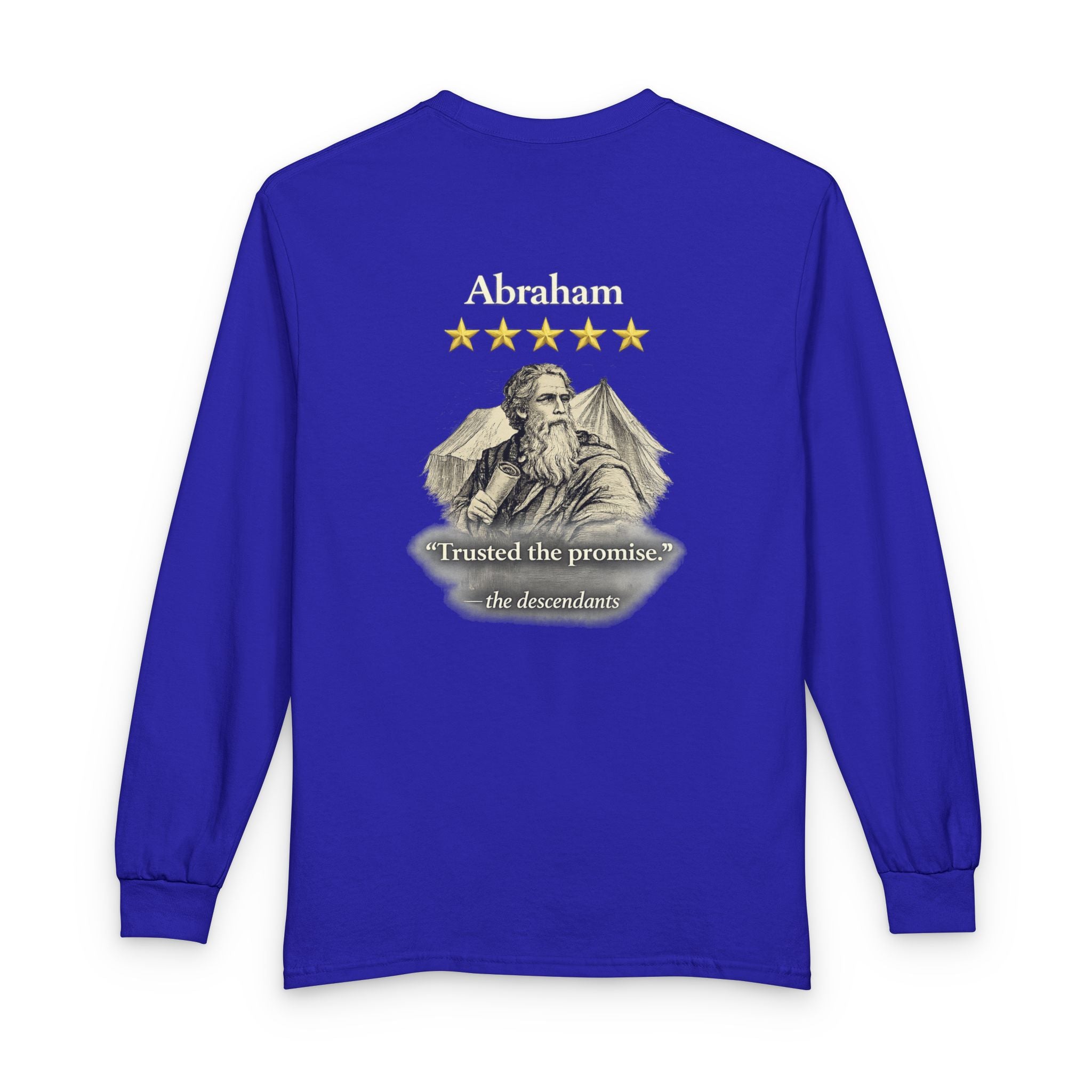 Abraham – Long Sleeve Tee | “Trusted the Promise” Faith Graphic – Five-Star Faith Series