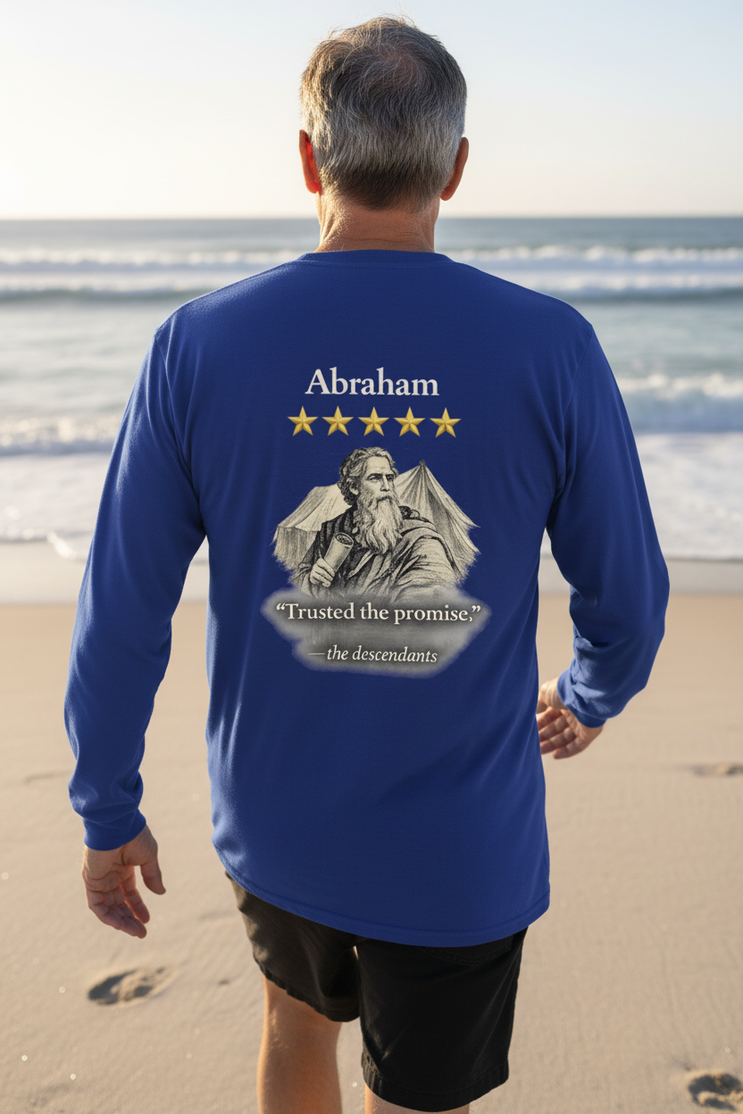 Abraham – Long Sleeve Tee | “Trusted the Promise” Faith Graphic – Five-Star Faith Series