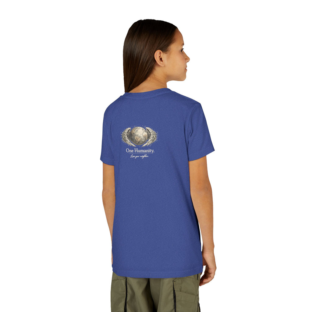 Youth “Quiet Kindness Changes Everything” Tee – Kids Inspirational T-Shirt with Earth & Friends Graphic