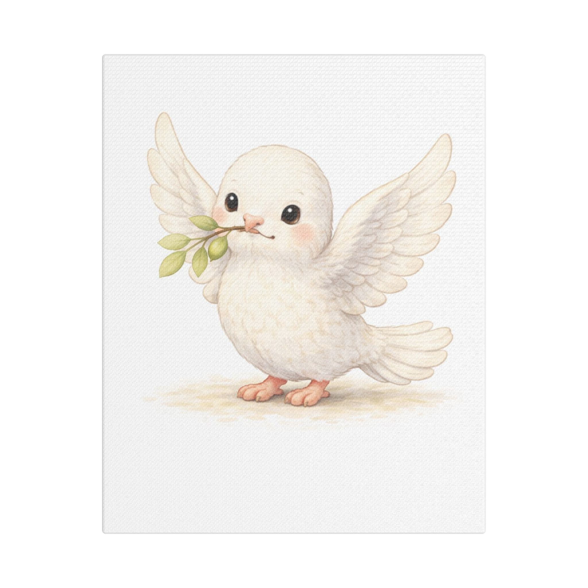 White Dove Canvas — Peaceful Nursery Wall Art