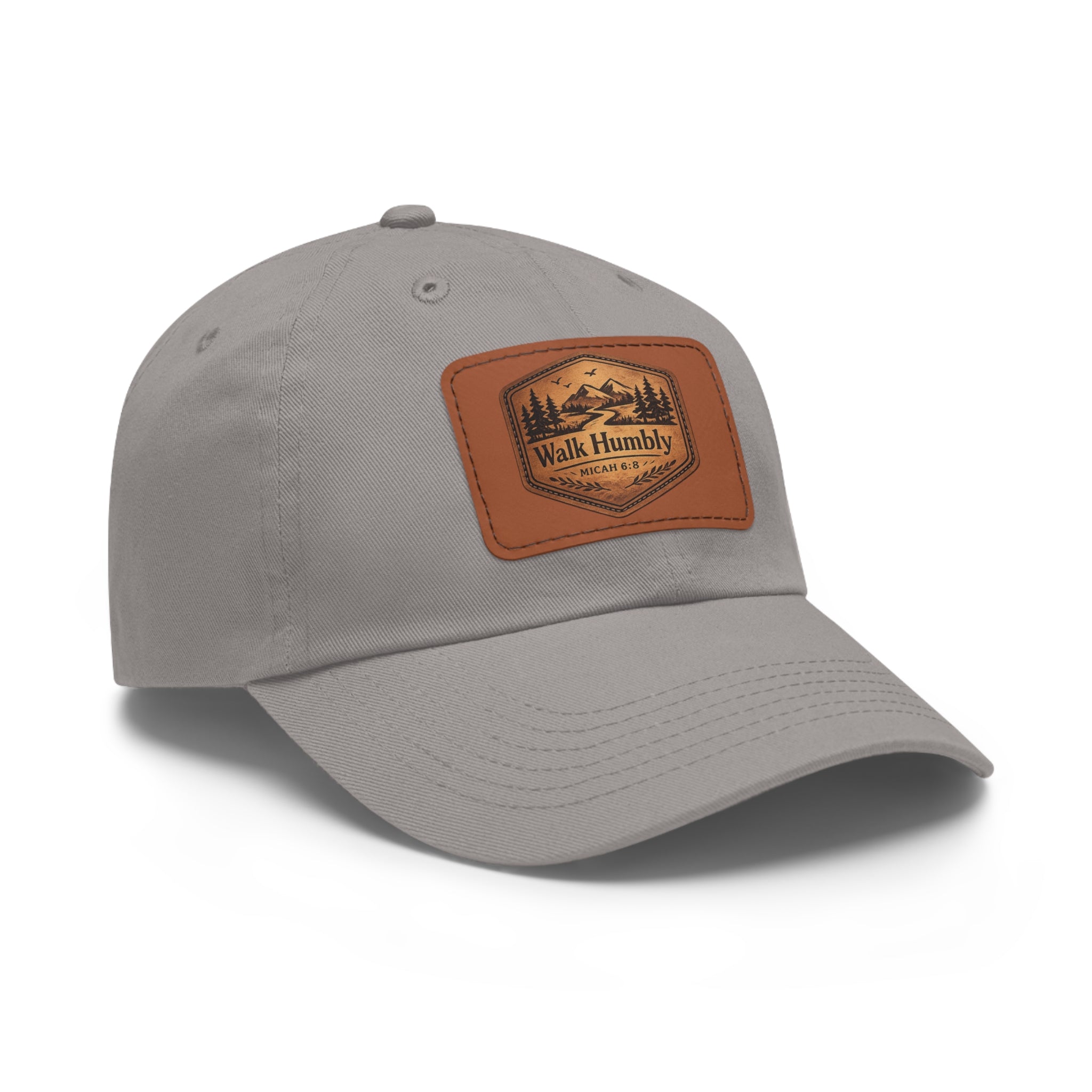 Walk Humbly Leather Patch Dad Hat | Micah 6:8 Christian Outdoor Cap | Faith Freedom Creations