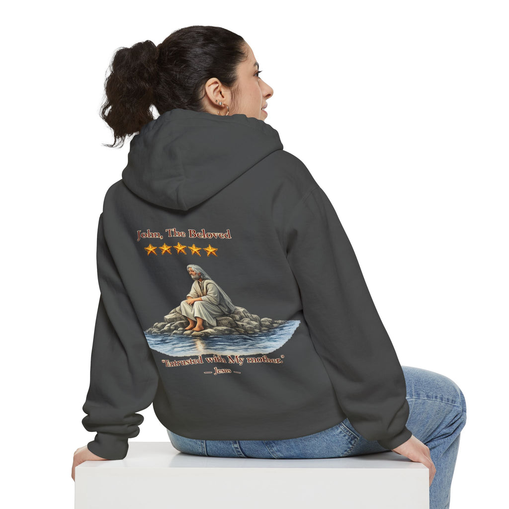 "John The Beloved Review, by Jesus"Hoodie — Illustrated Religious Graphic Pullover-⭐ Five-Star Faith Series⭐