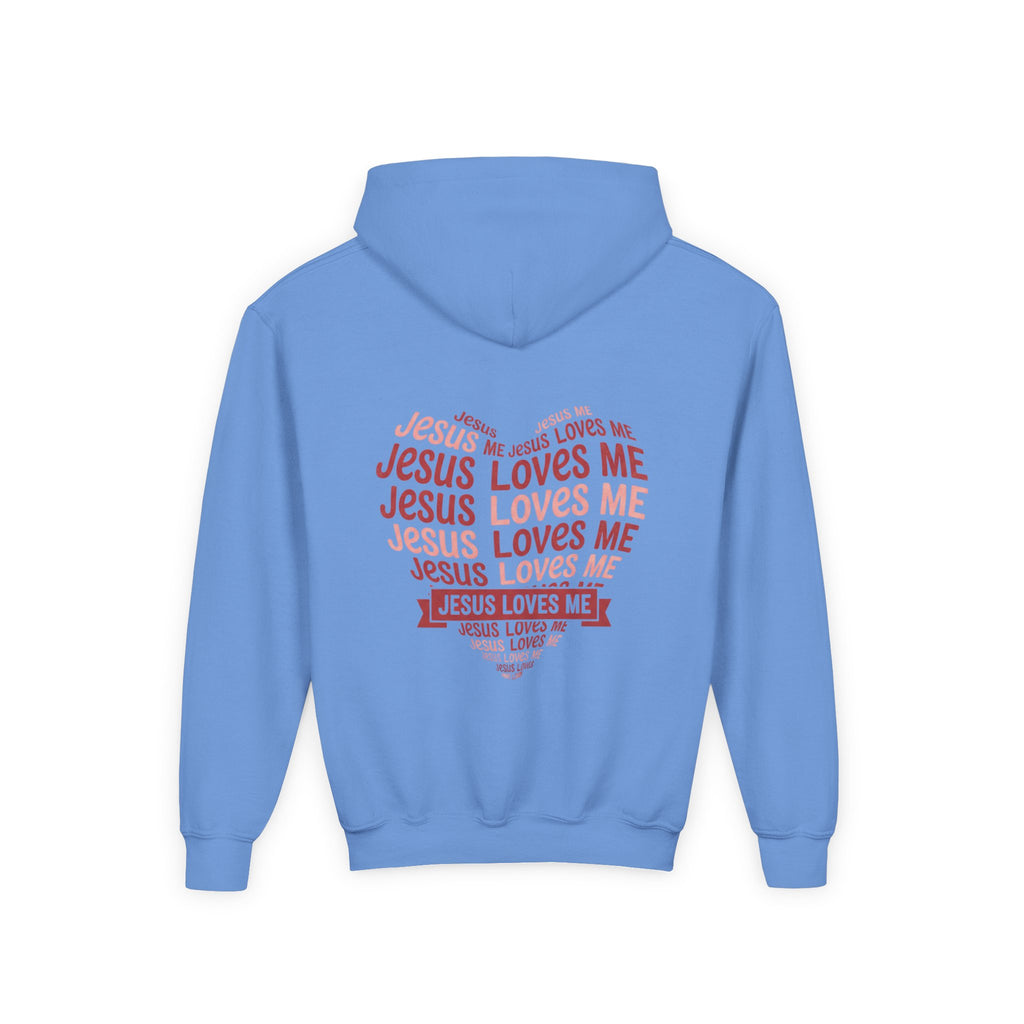 Jesus Loves Me Youth Hoodie – Heart Word Cloud Christian Kids Sweatshirt | Faith Inspired Kids Apparel