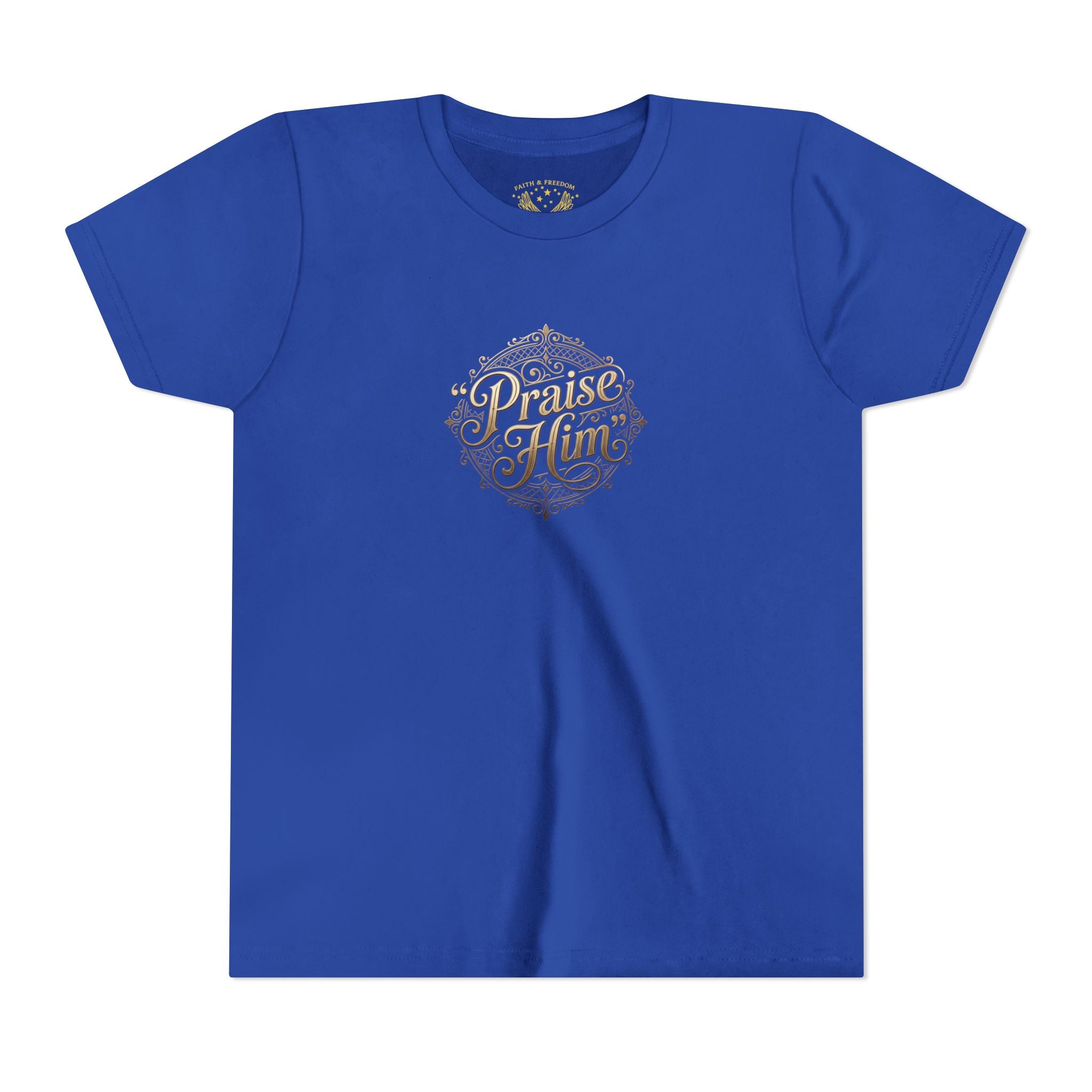 Praise Him Psalms 34:1 Youth T-Shirt | Christian Kids Faith Tee | Inspirational Youth Apparel