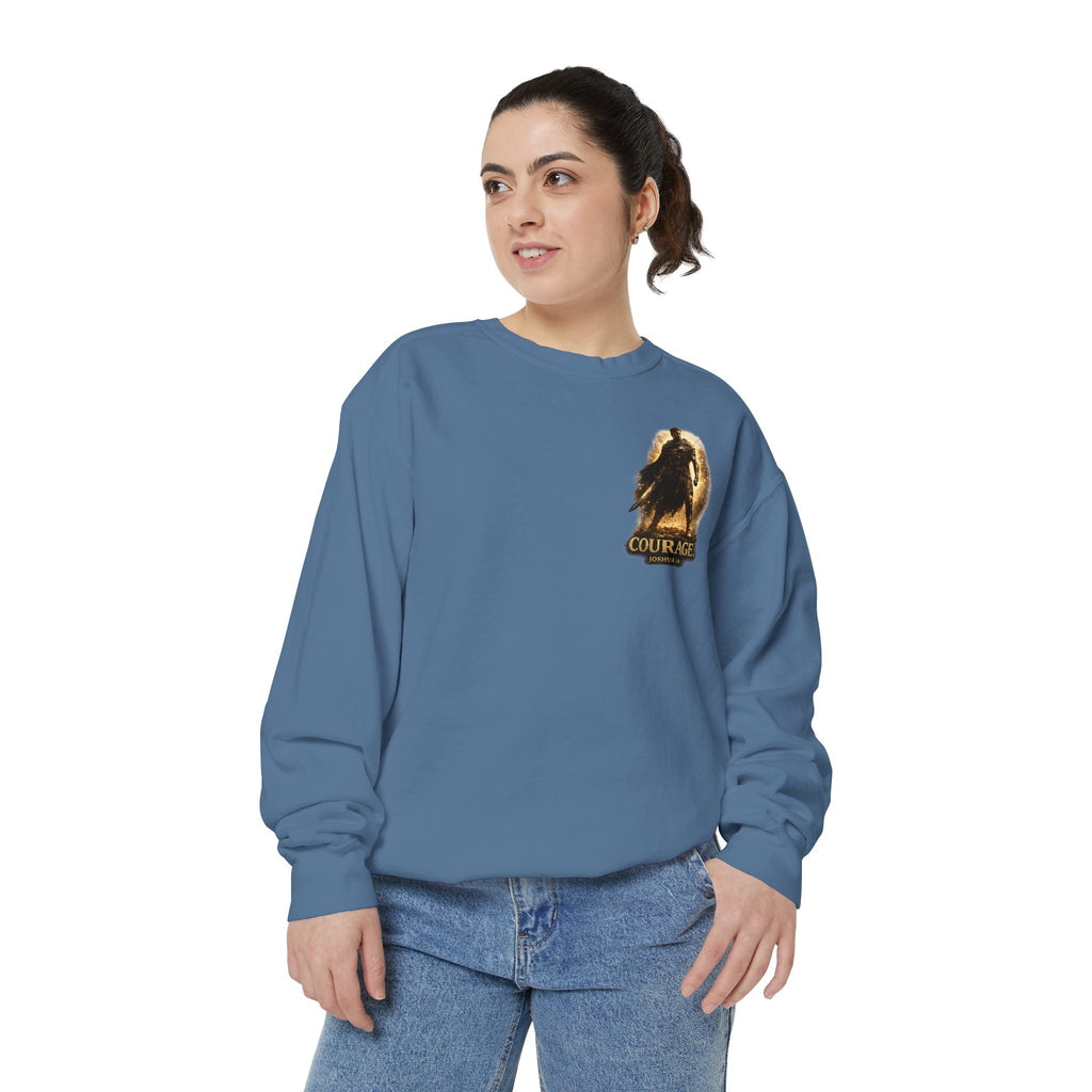 Joshua Courage Sweatshirt | Be Strong and Courageous Christian Crewneck | Inspirational Faith Apparel