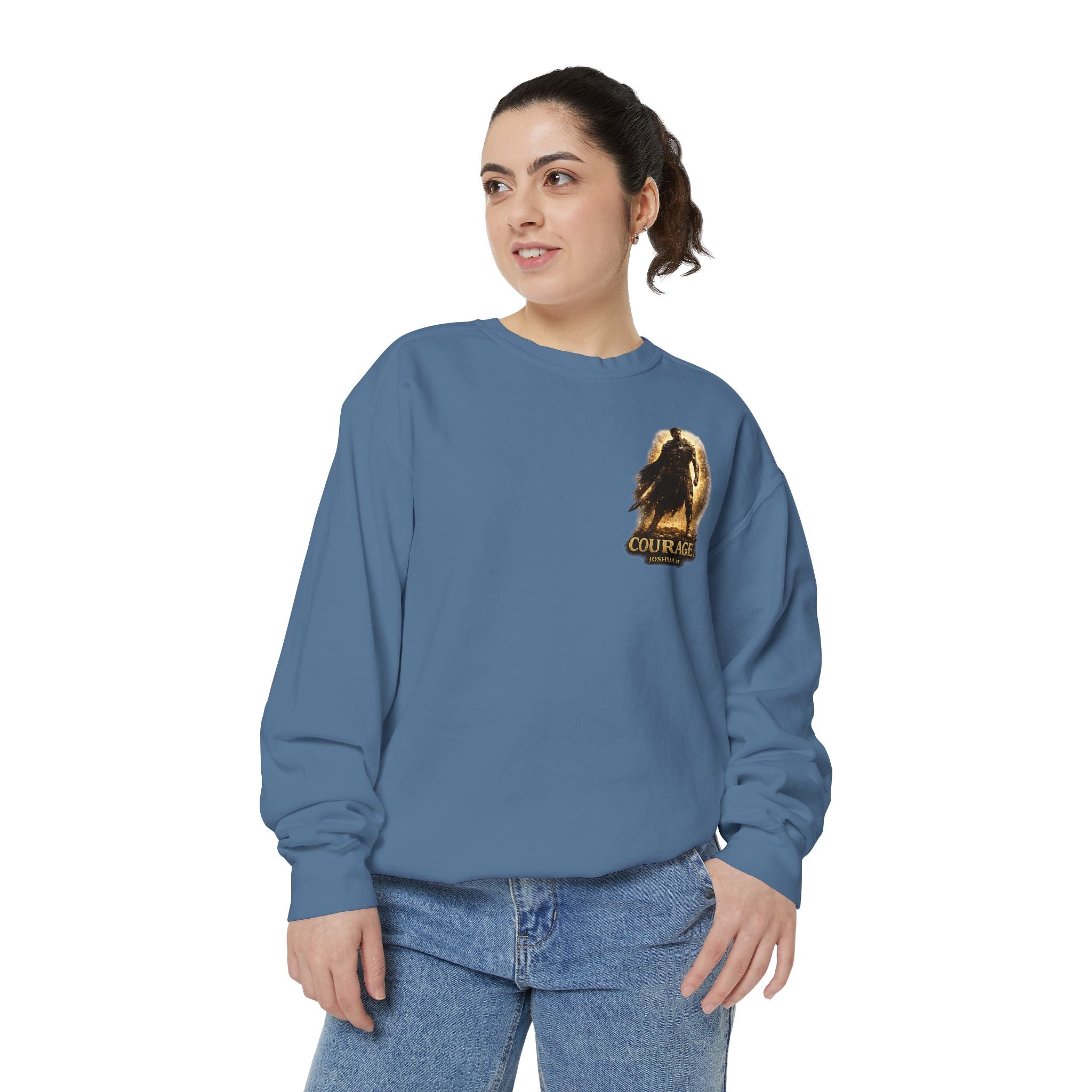 Joshua Courage Sweatshirt | Be Strong and Courageous Christian Crewneck | Inspirational Faith Apparel