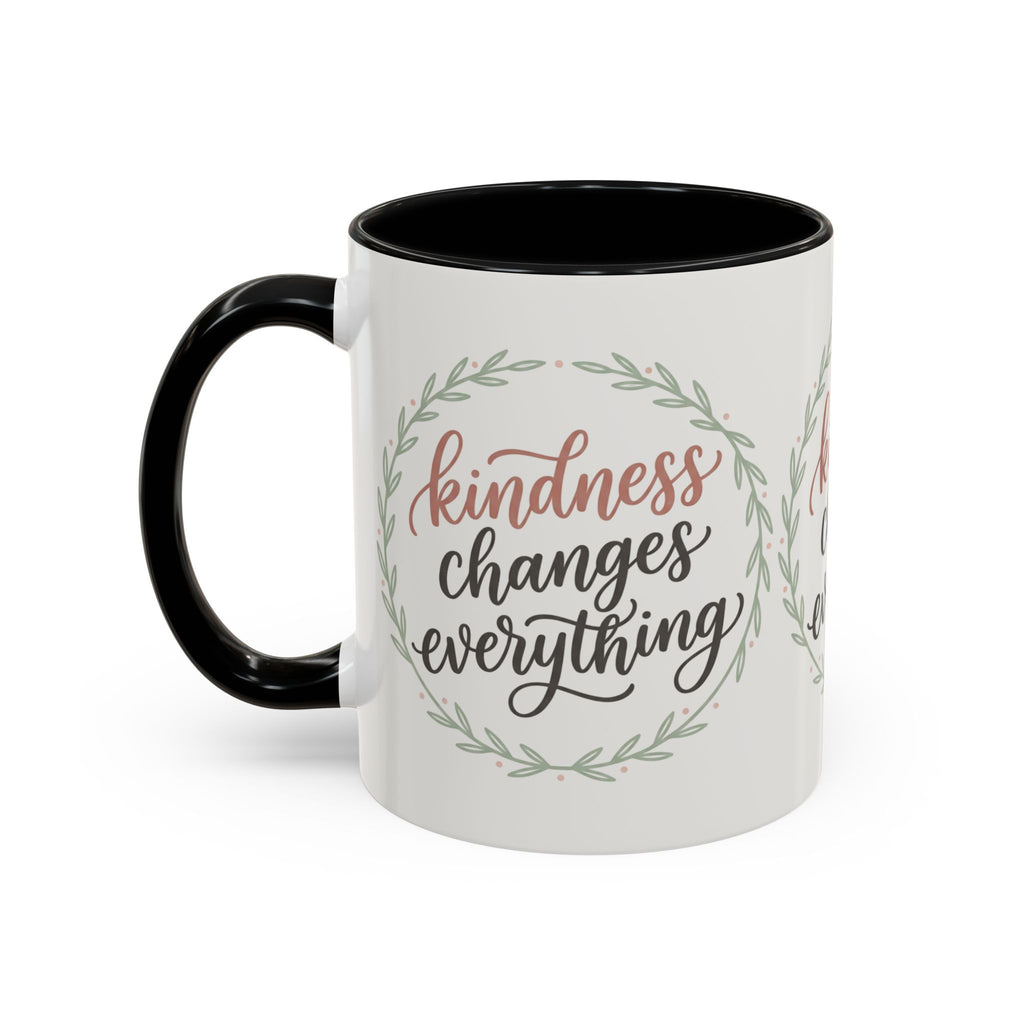 Kindness Changes Everything Accent Coffee Mug | Inspirational Ceramic Mug | Faith Freedom Creations