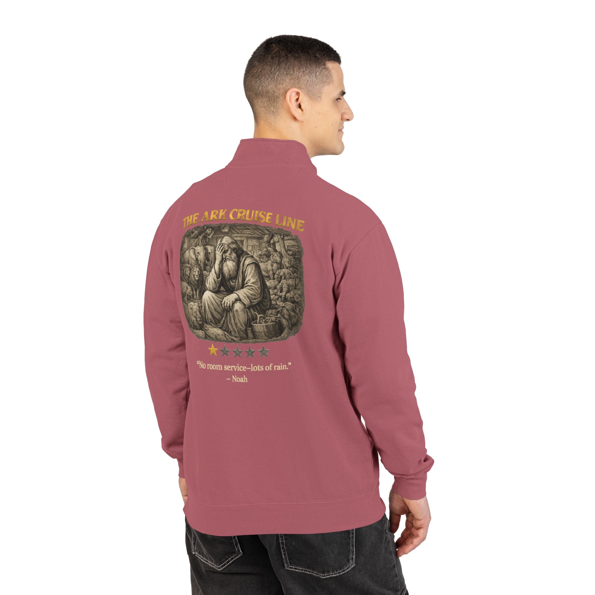 Noah – Quarter-Zip Sweatshirt | “No Room Service — Lots of Rain” Review – Five-Star Faith Series