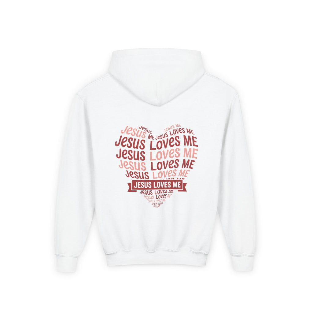 Jesus Loves Me Youth Hoodie – Heart Word Cloud Christian Kids Sweatshirt | Faith Inspired Kids Apparel