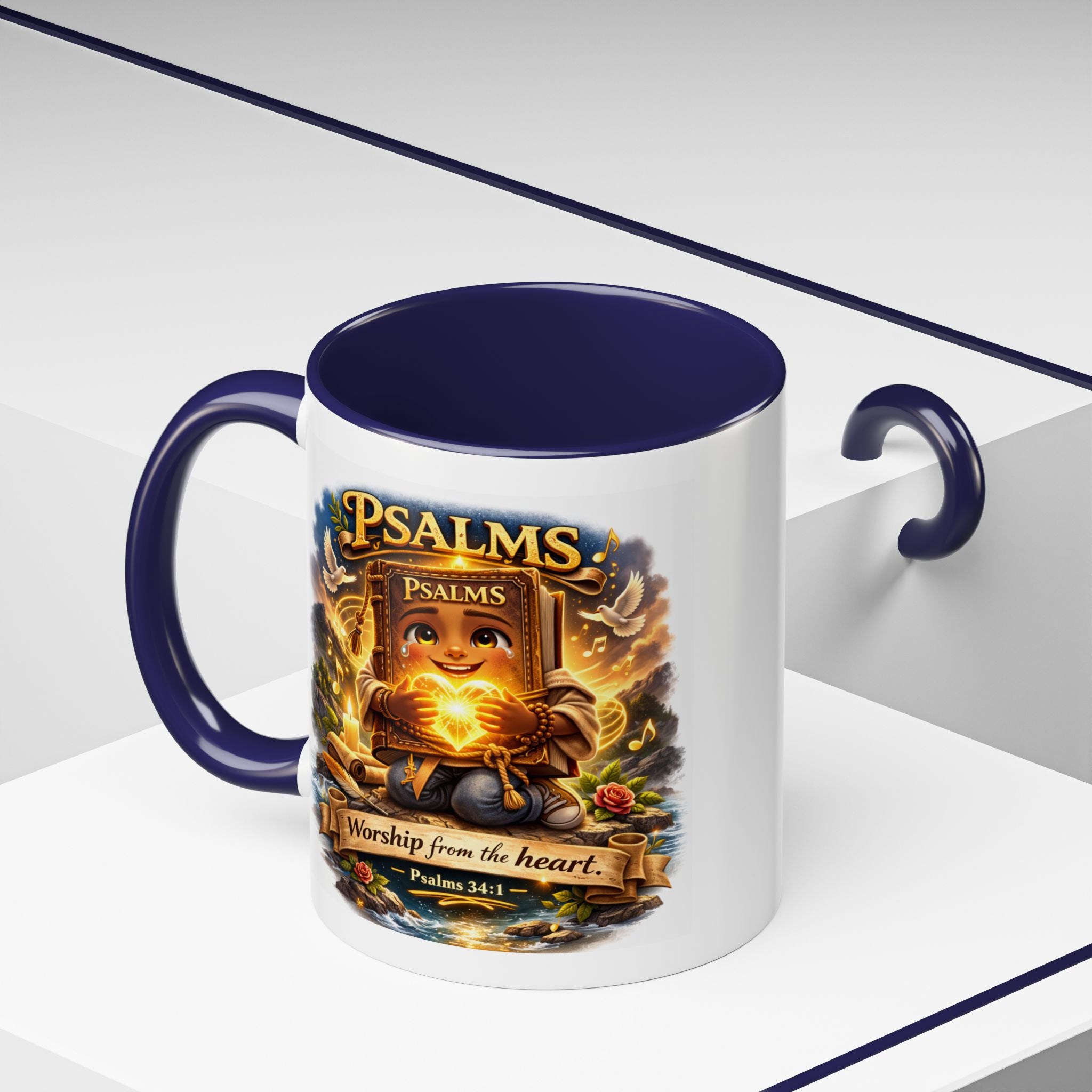 Psalms 34:1 Coffee Mug | Worship From the Heart Mug | Inspirational Christian Accent Mug