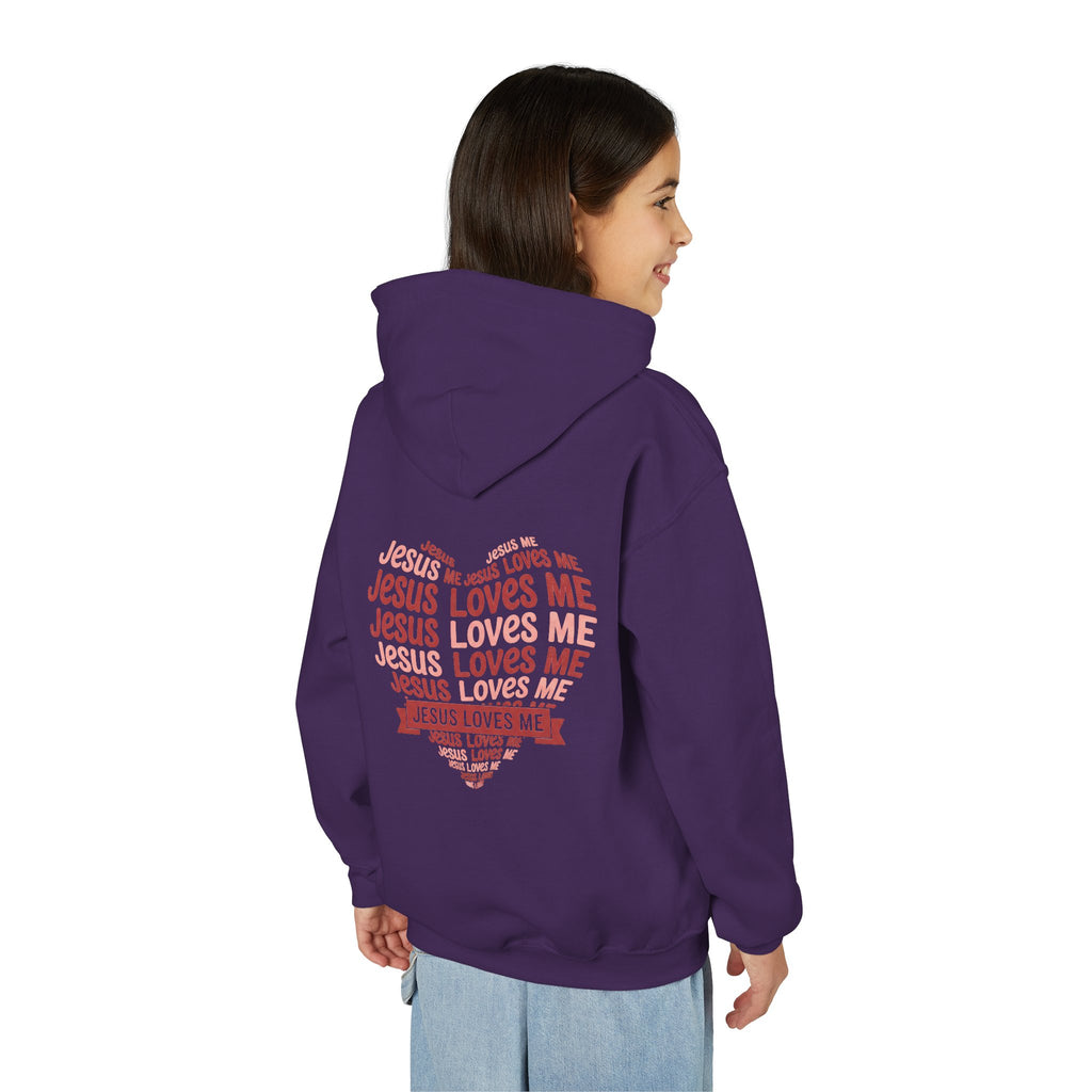 Jesus Loves Me Youth Hoodie – Heart Word Cloud Christian Kids Sweatshirt | Faith Inspired Kids Apparel