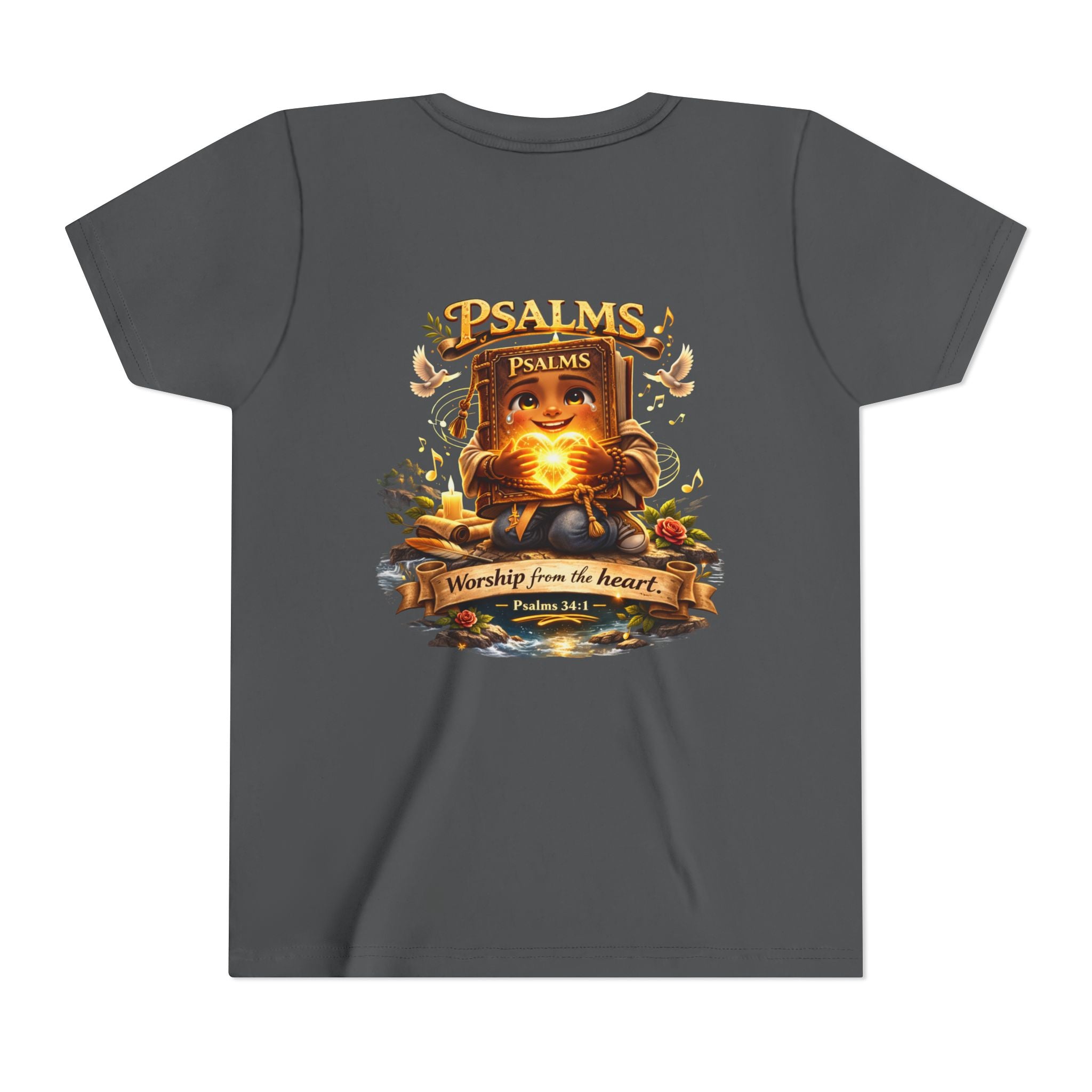 Praise Him Psalms 34:1 Youth T-Shirt | Christian Kids Faith Tee | Inspirational Youth Apparel