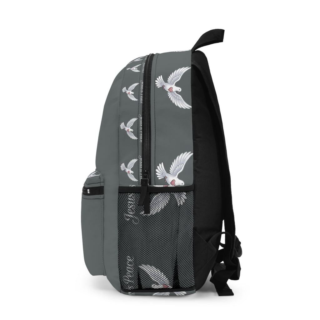 Jesus Is Peace Backpack with White Dove — Faith-Inspired Christian Daypack